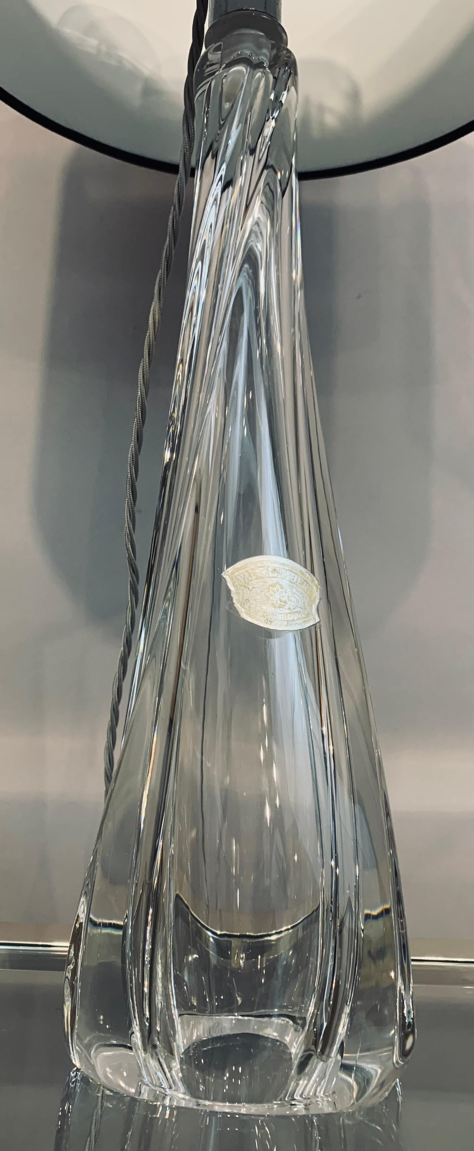 Lampe de table des années 1950 Val Saint Lambert en verre de cristal clair et chrome, avec label en feuille d'aluminium en vente 10