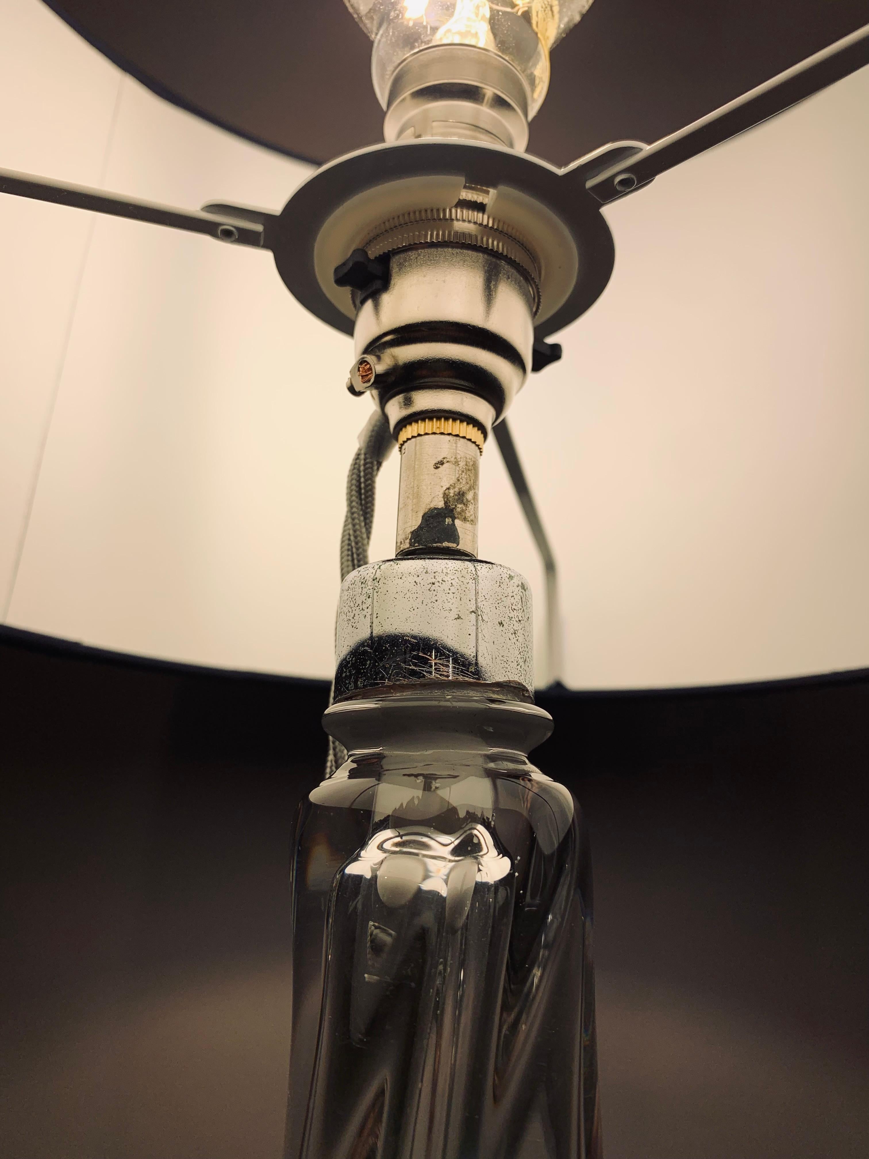 Métal Lampe de table des années 1950 Val Saint Lambert en verre de cristal clair et chrome, avec label en feuille d'aluminium en vente