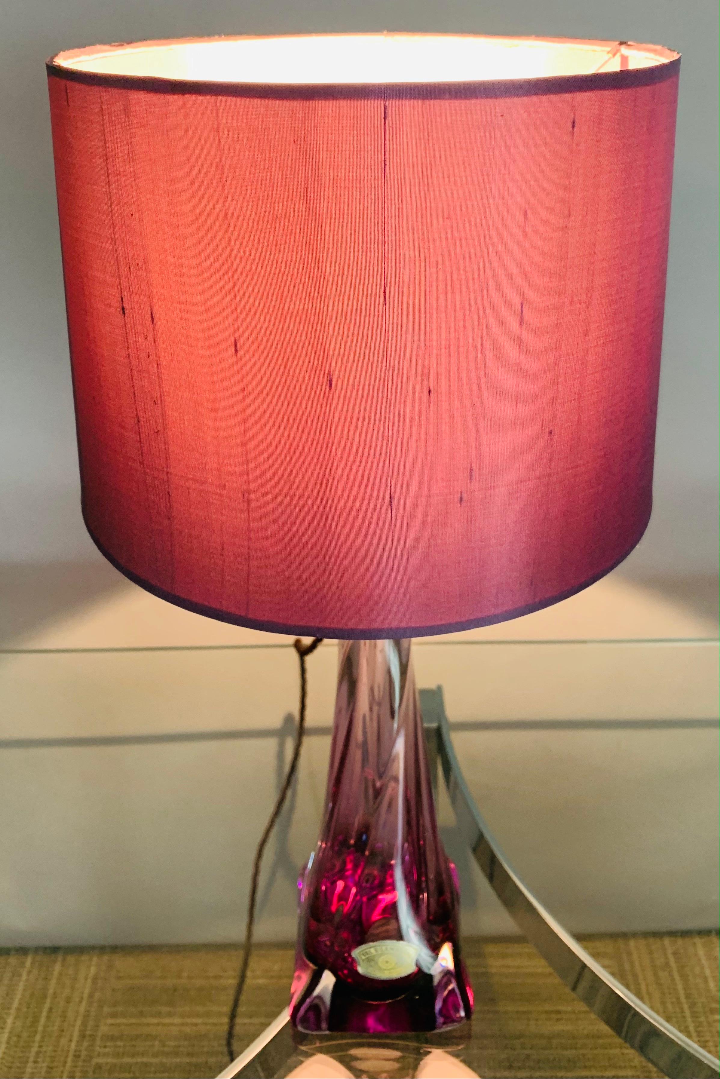 1950s Val St Lambert Purple Table Lamp 3