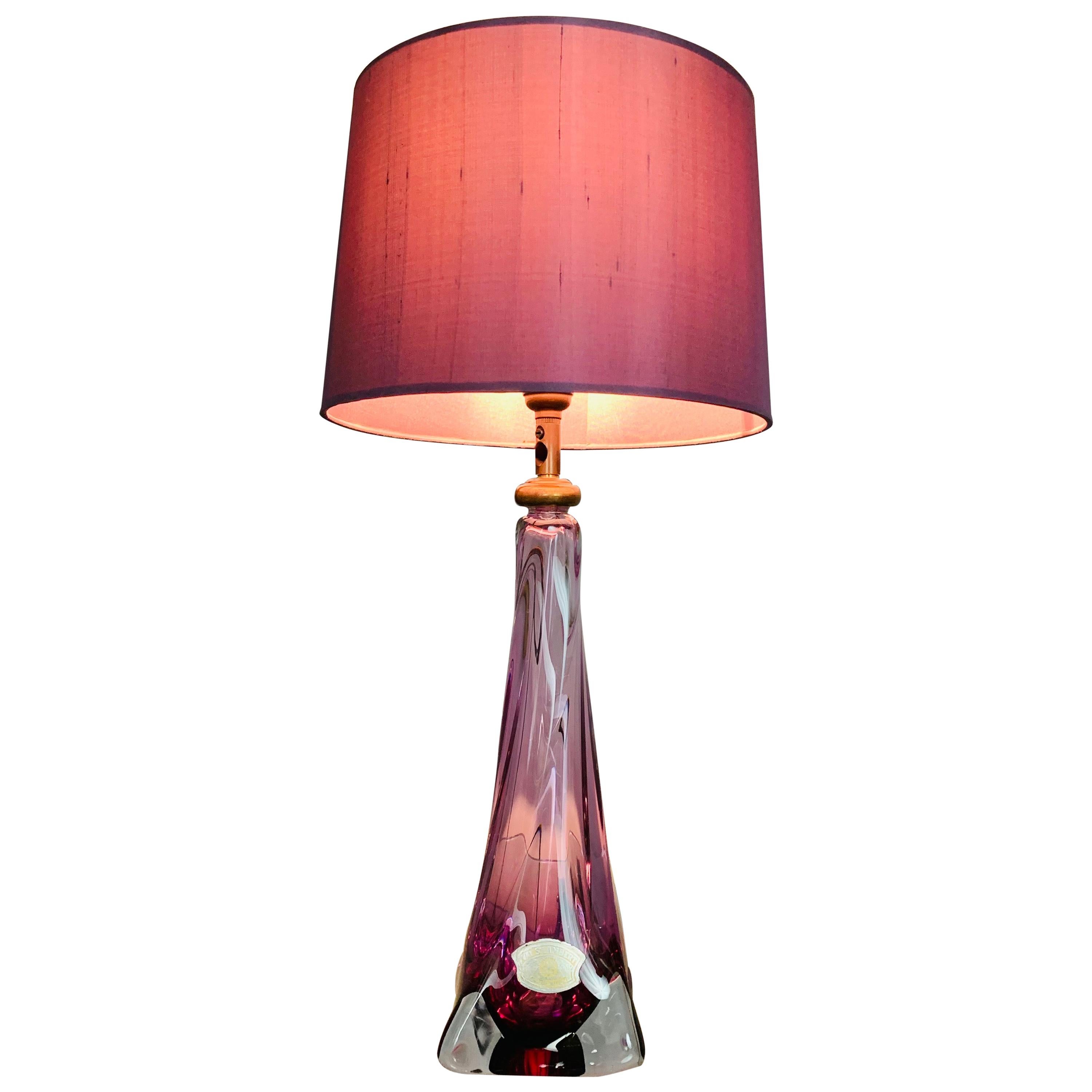 1950s Val St Lambert Purple Table Lamp