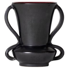 1950s Vallauris Black Ceramic Vase