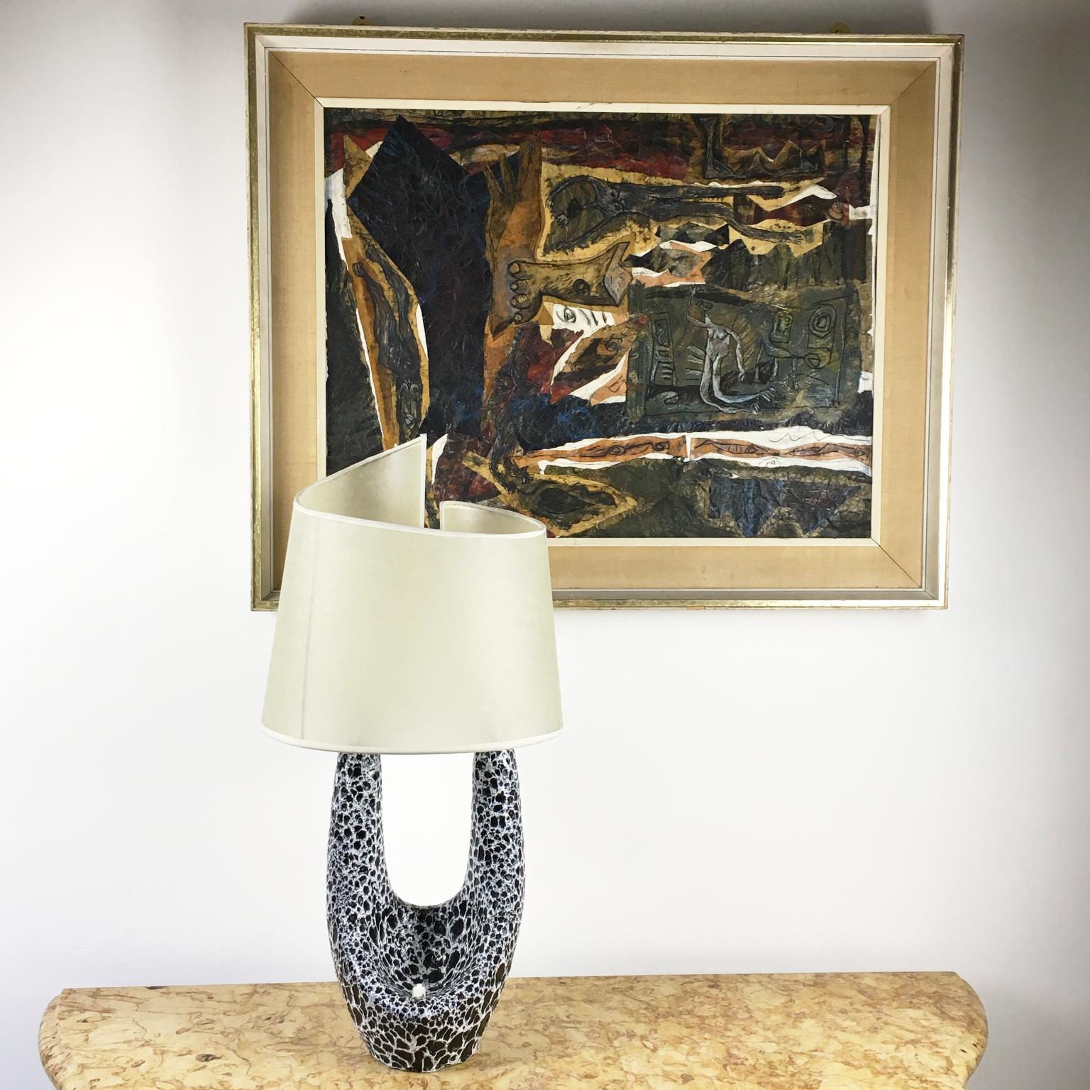 Vallauris-Tischlampe aus Keramik von Le Vaucour, 1950er Jahre im Angebot 5