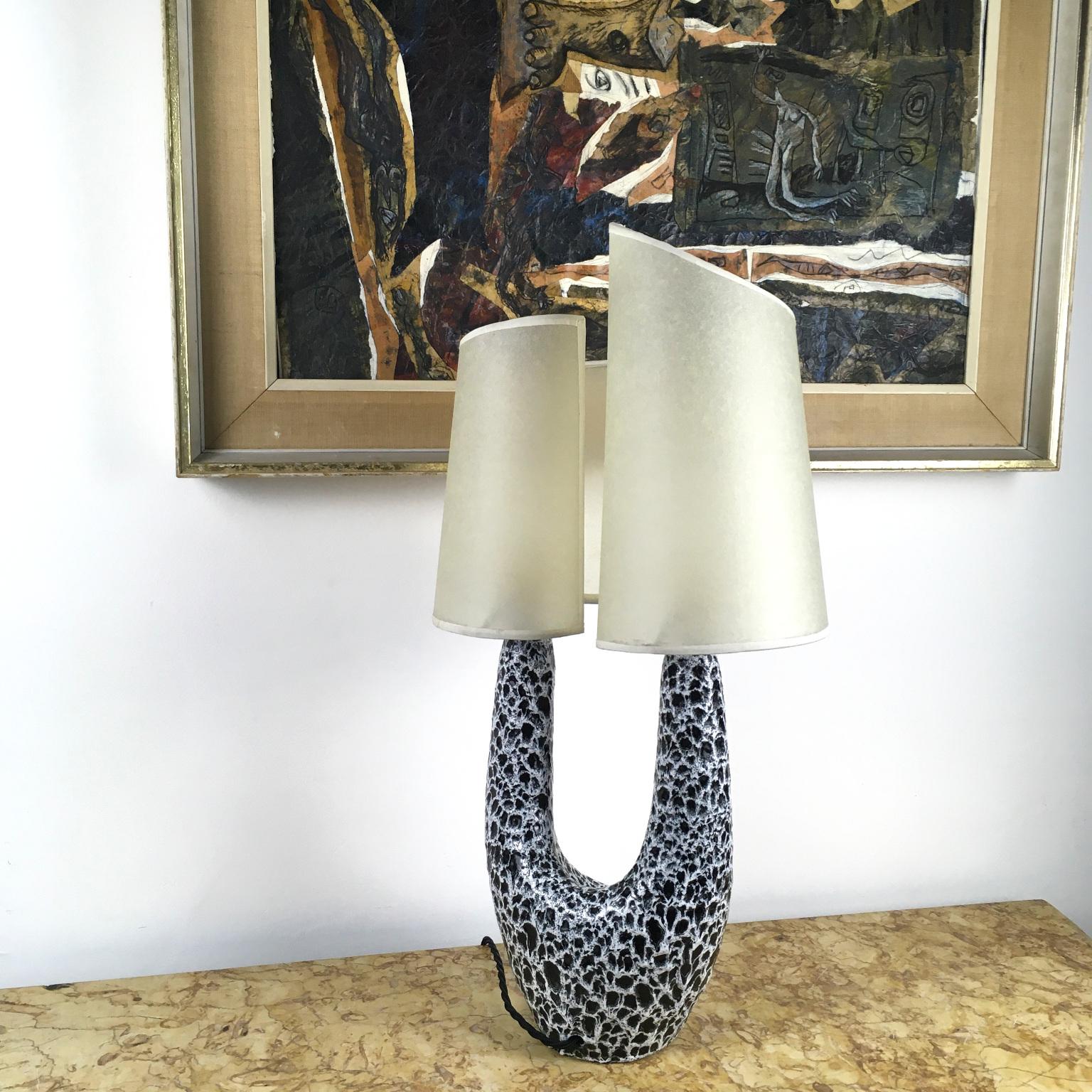 Vallauris-Tischlampe aus Keramik von Le Vaucour, 1950er Jahre im Angebot 6