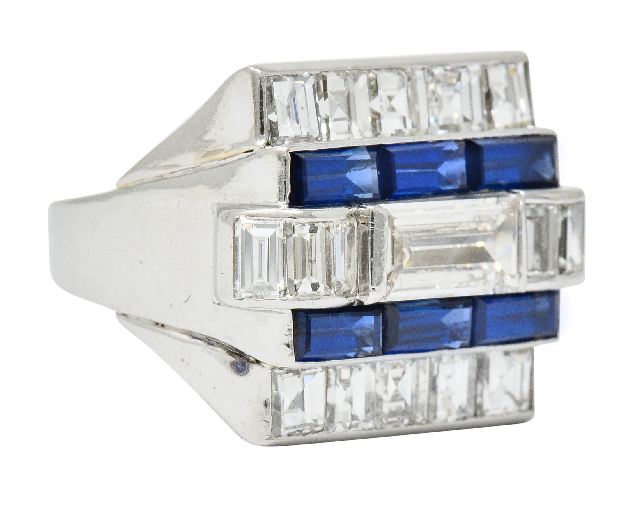 Retro 1950s Van Cleef & Arpels 6.59 Carat Diamond Sapphire Platinum Unisex Ring