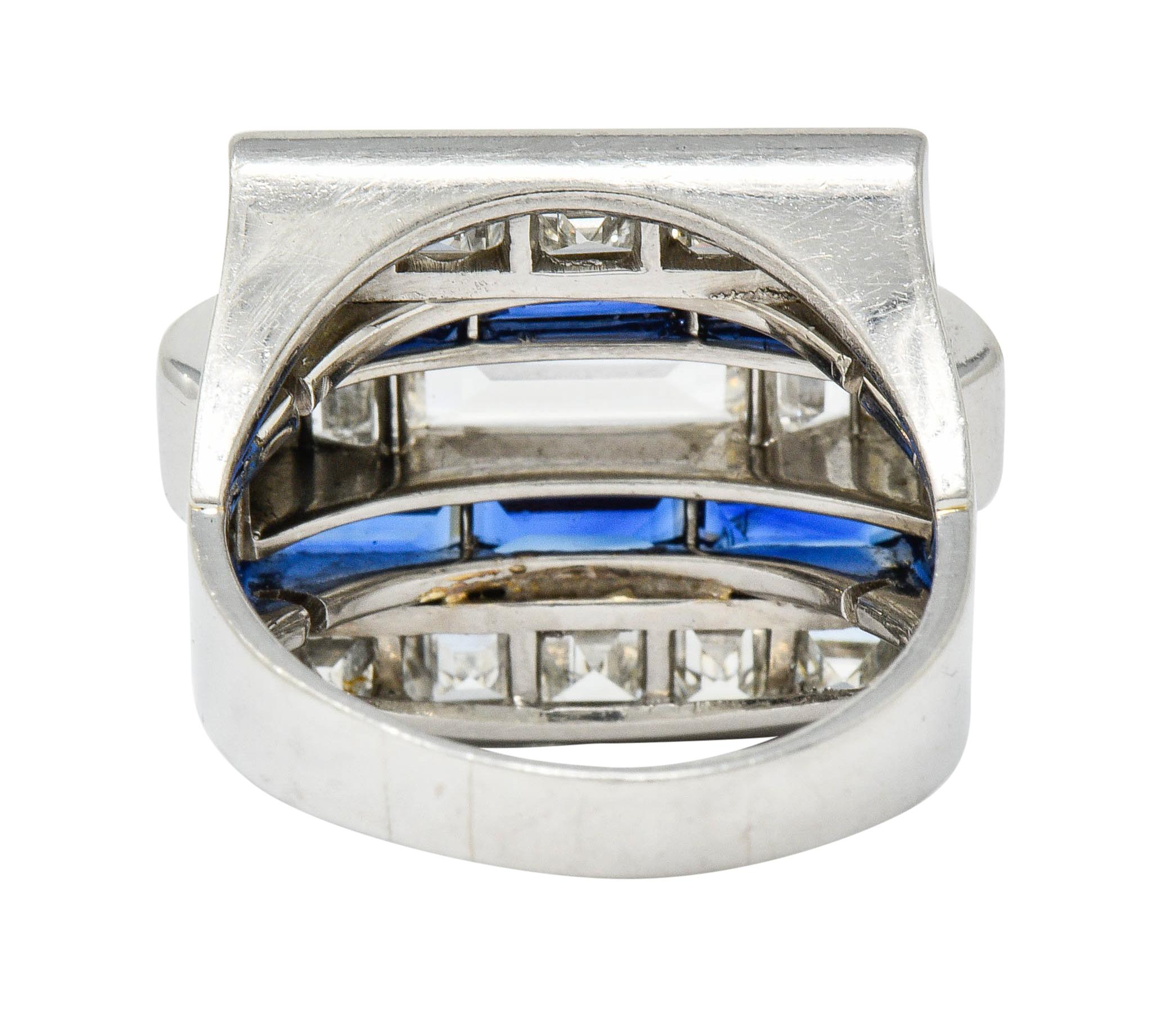 1950s Van Cleef & Arpels 6.59 Carat Diamond Sapphire Platinum Unisex Ring In Excellent Condition In Philadelphia, PA