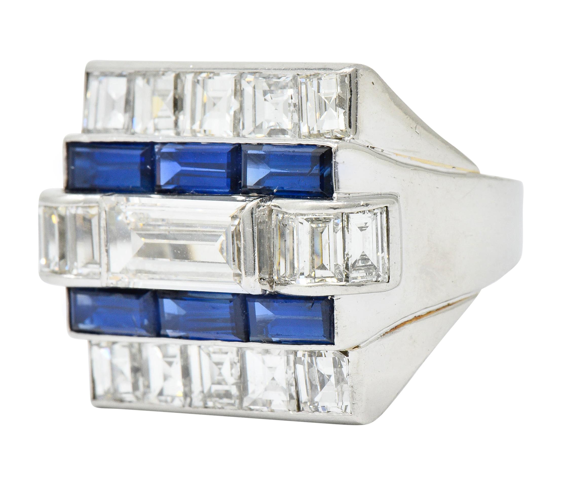 1950s Van Cleef & Arpels 6.59 Carat Diamond Sapphire Platinum Unisex Ring 2