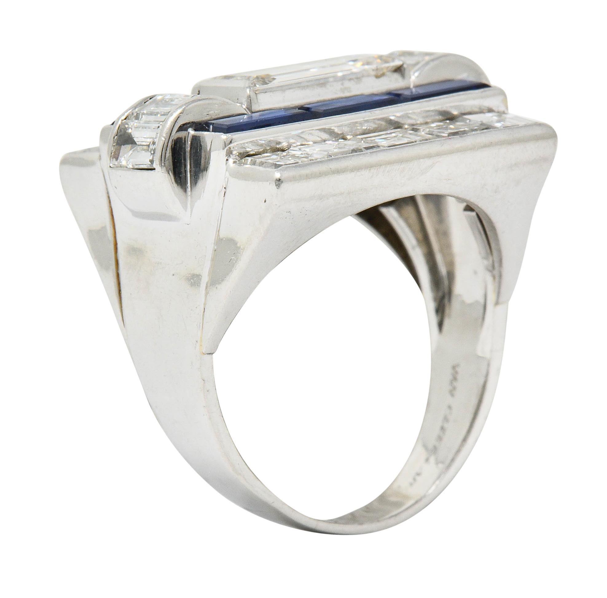 1950s Van Cleef & Arpels 6.59 Carat Diamond Sapphire Platinum Unisex Ring 3