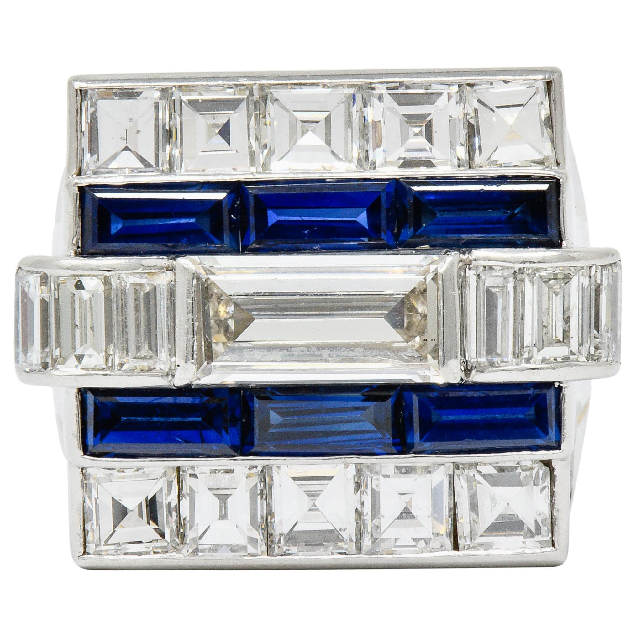 1950s Van Cleef & Arpels 6.59 Carat Diamond Sapphire Platinum Unisex Ring