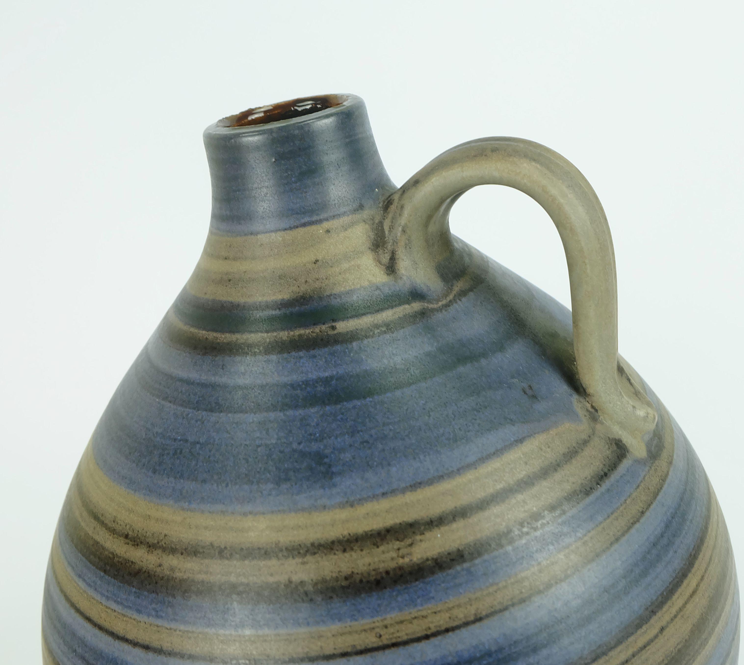 20th Century 1950s VASE jug with stripe pattern in blue brown black model 252/30 For Sale