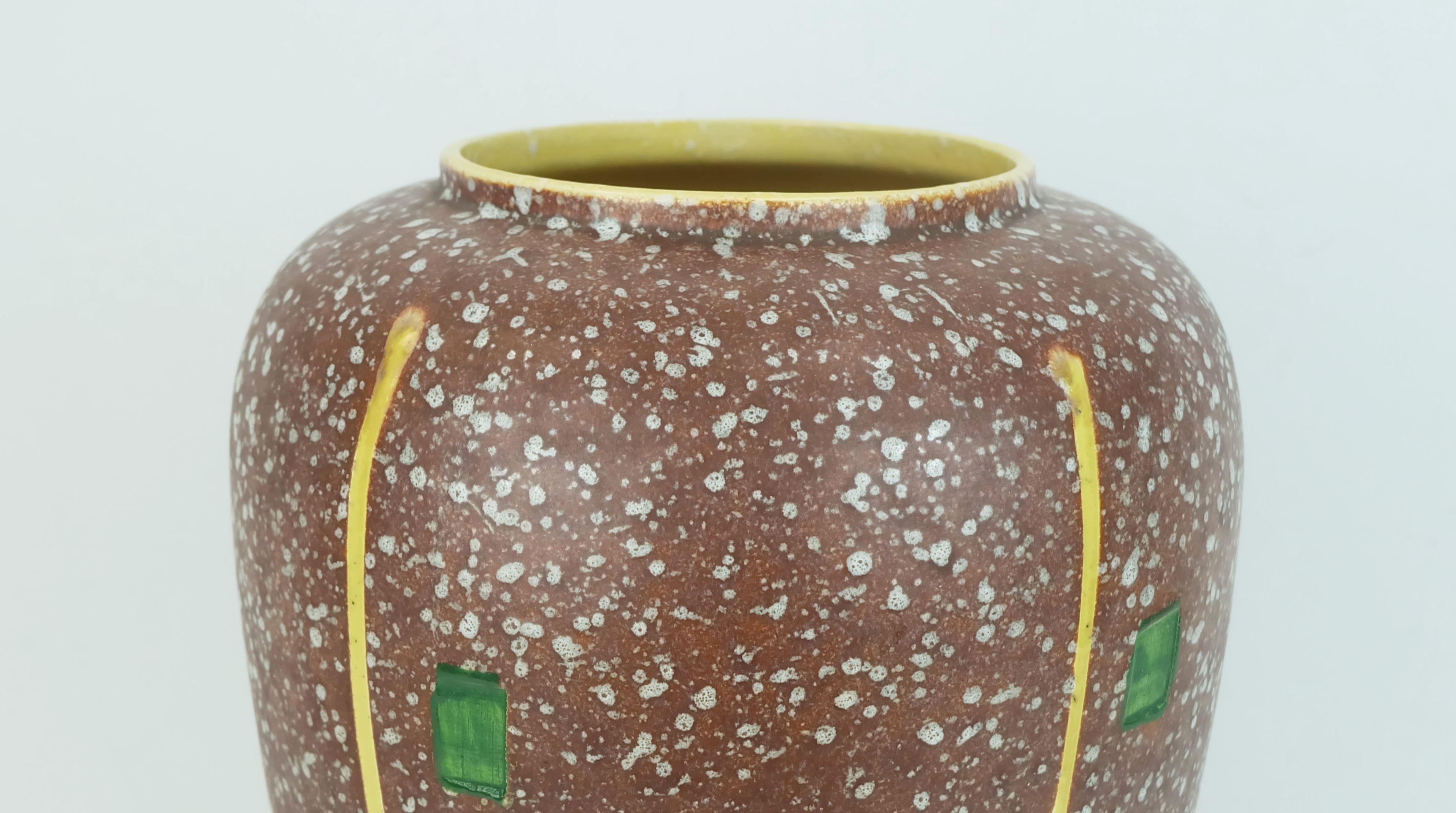 1950er Jahre VASE scheurich Modell 239-30 Tropfglasur und farbenfrohes abstraktes Dekor im Angebot 3