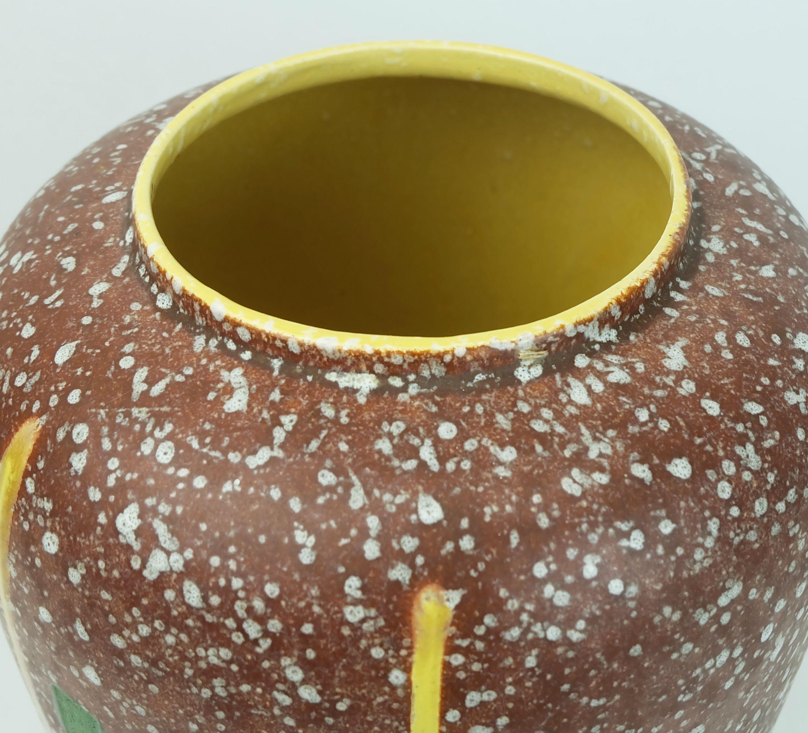 1950er Jahre VASE scheurich Modell 239-30 Tropfglasur und farbenfrohes abstraktes Dekor (Mitte des 20. Jahrhunderts) im Angebot