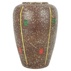 Vaso anni '50 scheurich modello 239-30 smalto a goccia e decori astratti colorati