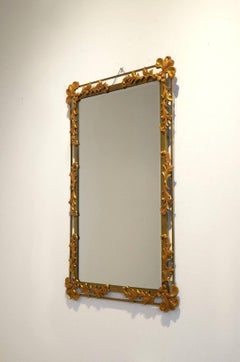 1950s Vegetal Decor Gilded Metal Wall-Mounted Mirror