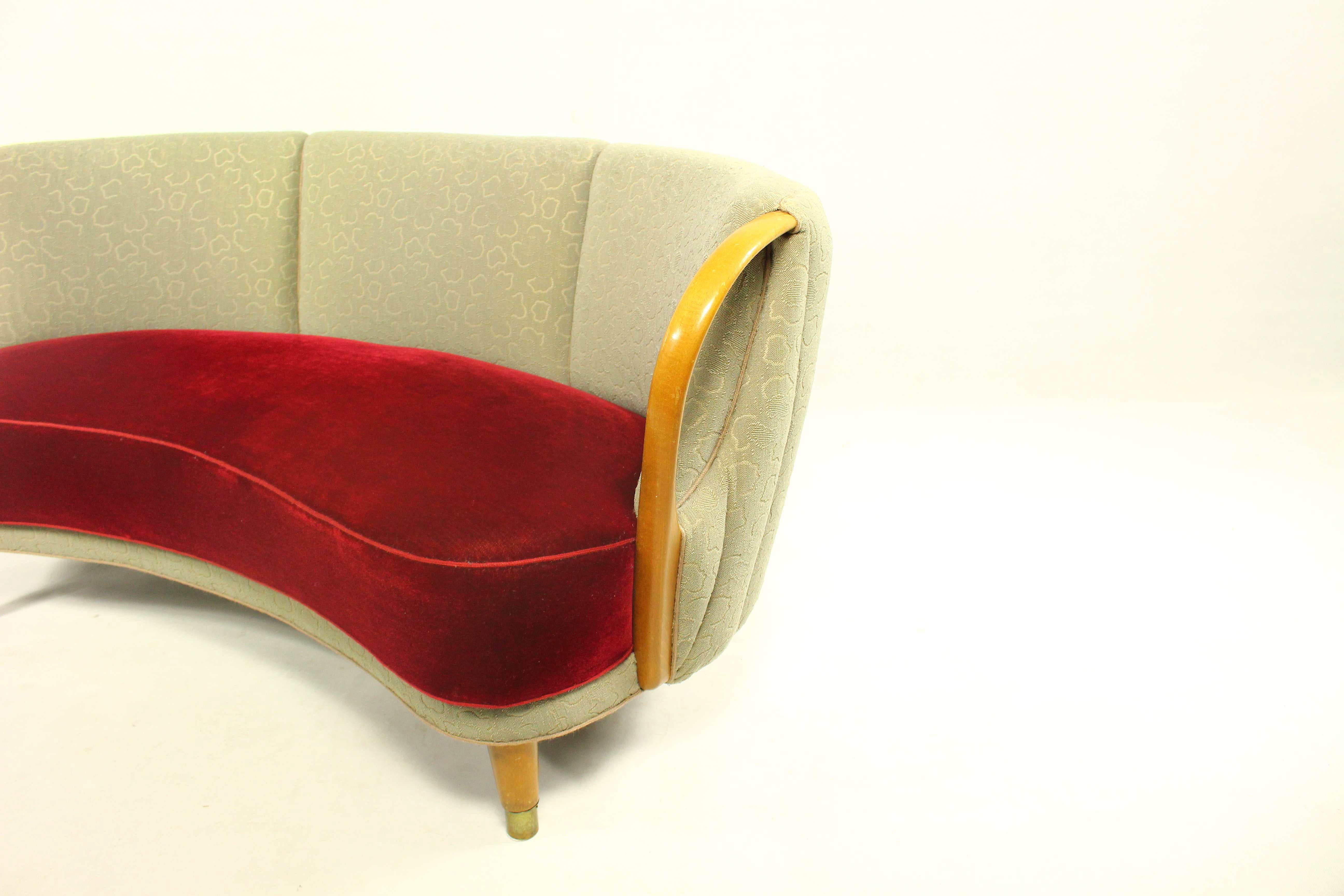 20th Century Danish Velor Cabinetmaker Sofa by N.a. Jørgensen, 1950s For Sale