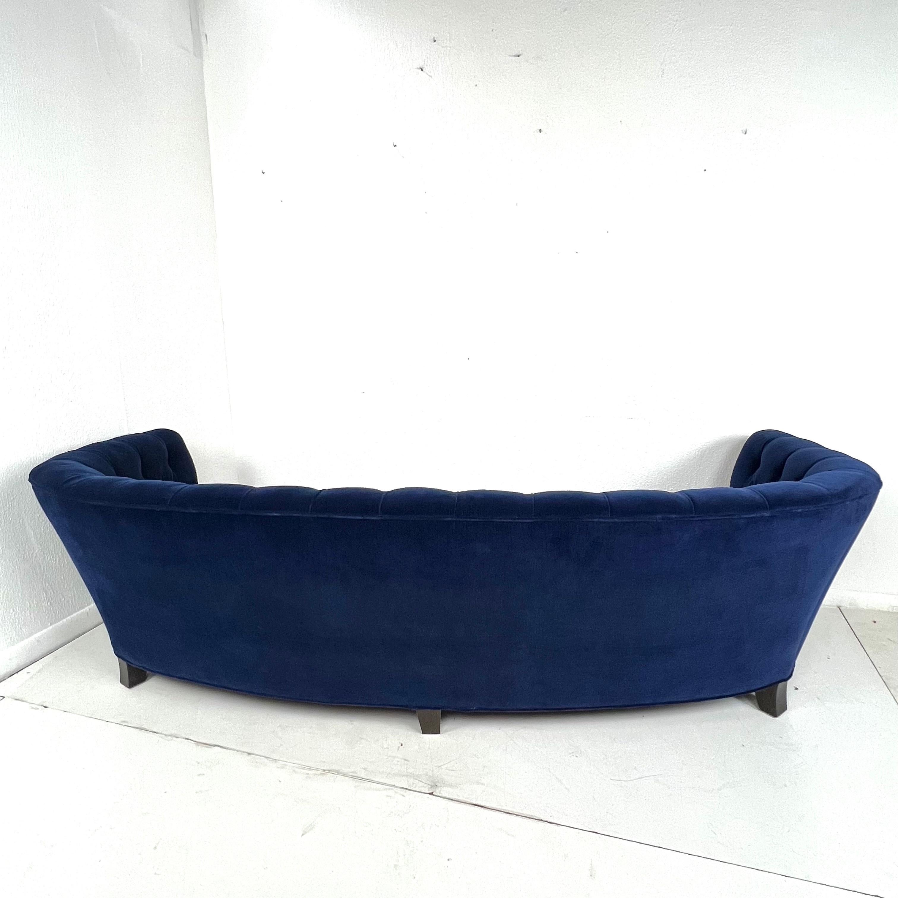 1950s Velvet Tufted Curved Sofa 10