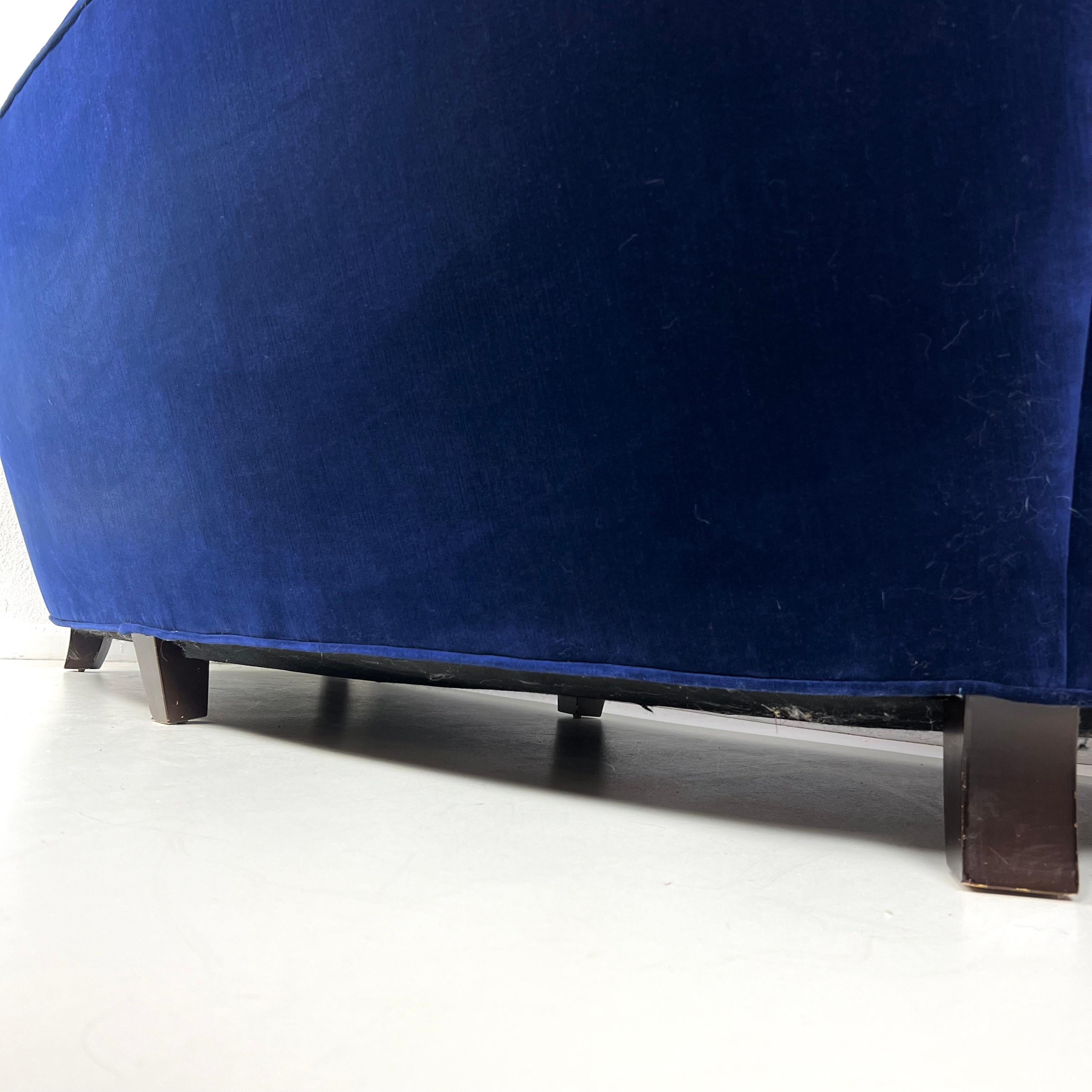 1950s Velvet Tufted Curved Sofa 12