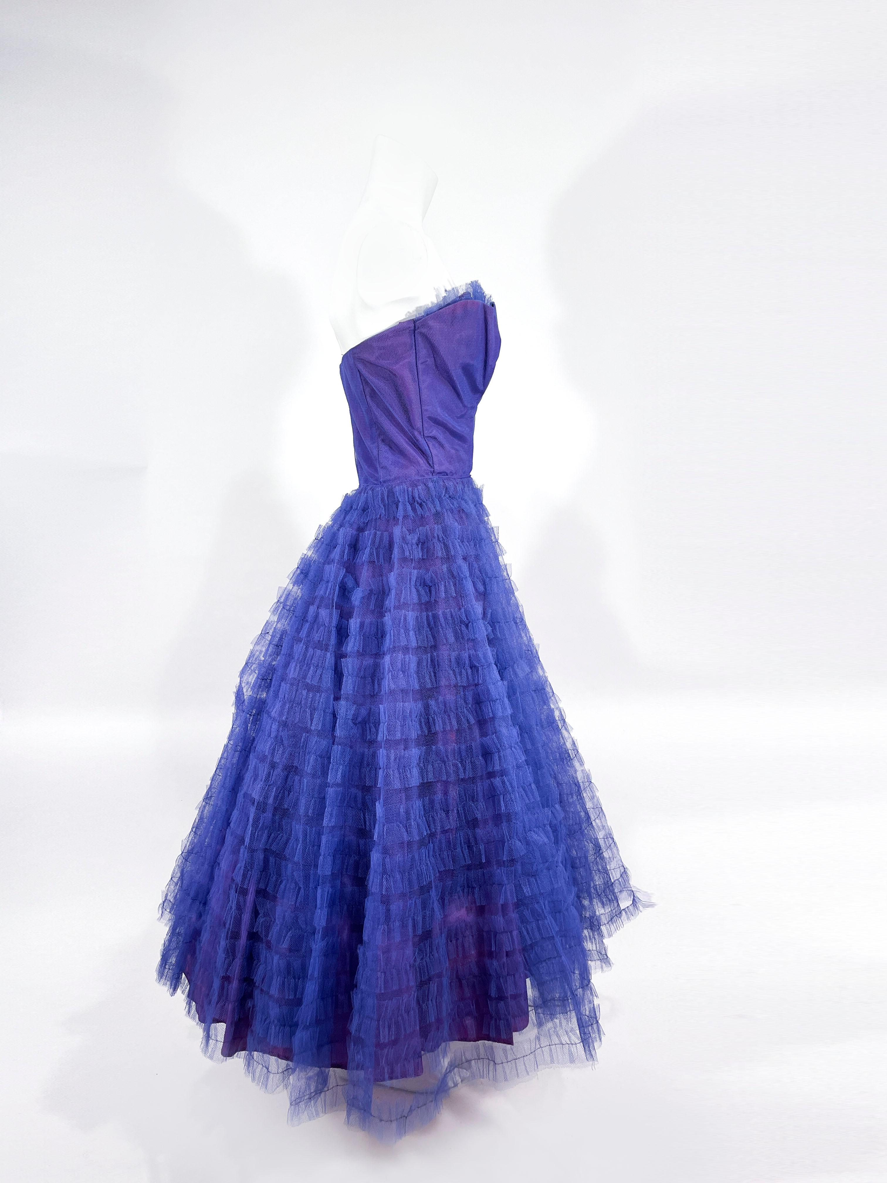 Women's 1950s Velvet Tulle Party Dress For Sale