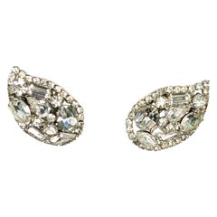 1950s Vendome Teardrop Rhinestone Earrings