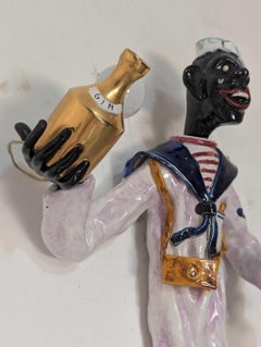 Applique da parete in ceramica veneziana degli anni ’50 con smalto policromo raffigurante un marinaio, firmata