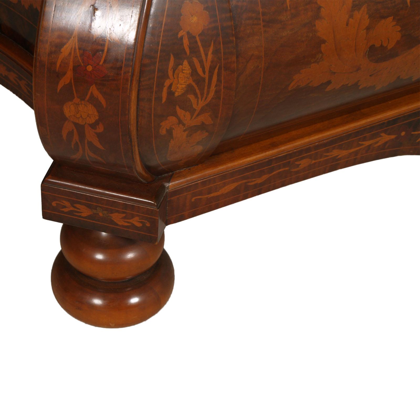 1930s Venetian Walnut Baroque Sideboard and Display Cabinet Richly Floral Inlaid For Sale 4