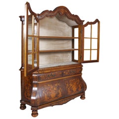 1930s Venetian Walnut Baroque Sideboard and Display Cabinet Richly Floral Inlaid