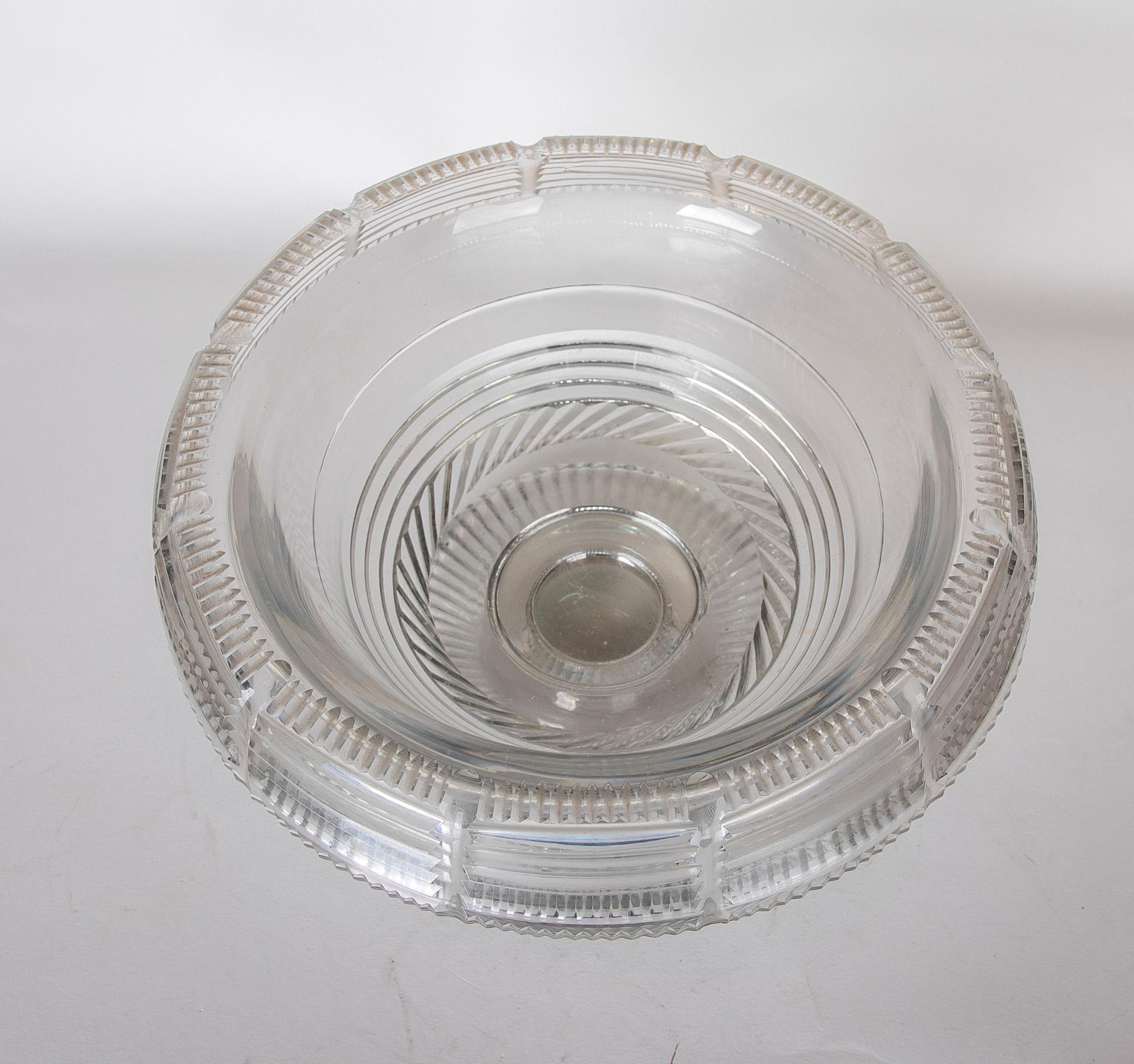 1950s Very Heavy Solid Glass Fruit Bowl  For Sale 6