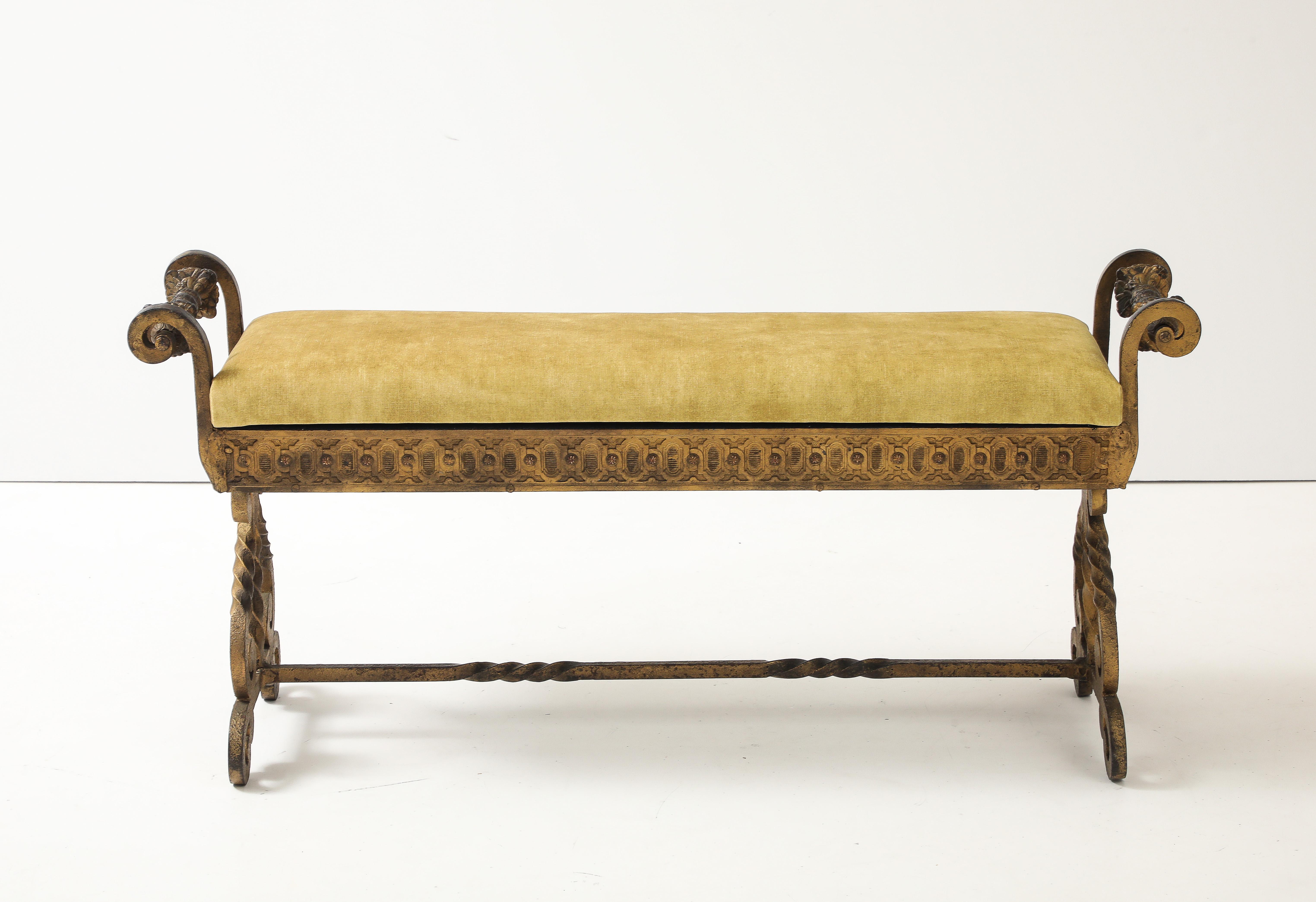 Banc italien en fer massif très lourd des années 1950 avec rangement en vente 5