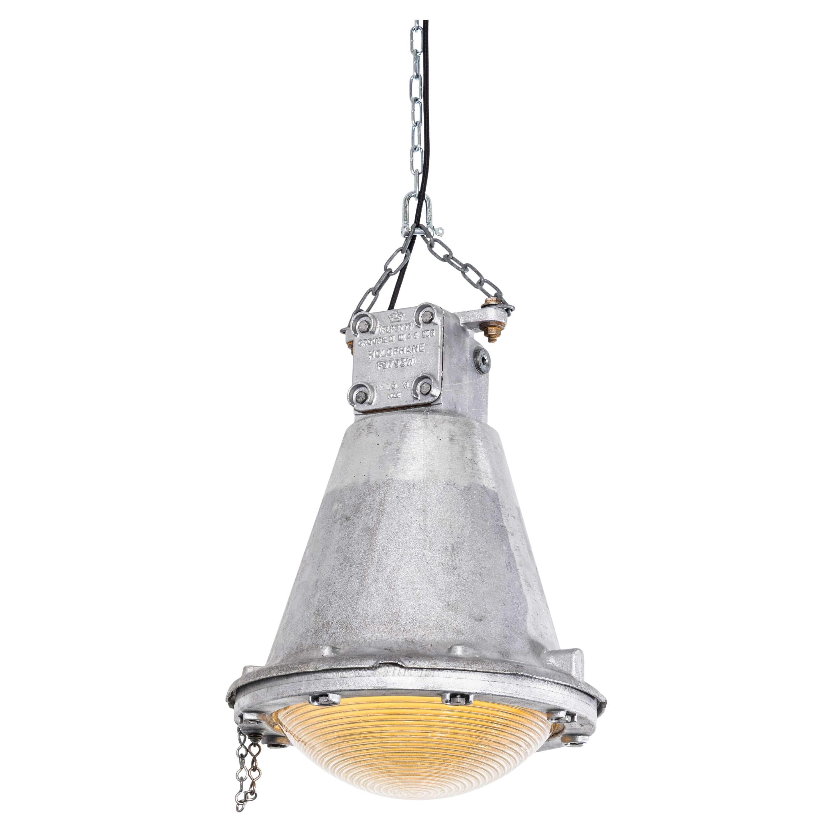 1950
s Very Large Cast Holophane Cast Aluminium Explosion Proof Convex Factory L For Sale