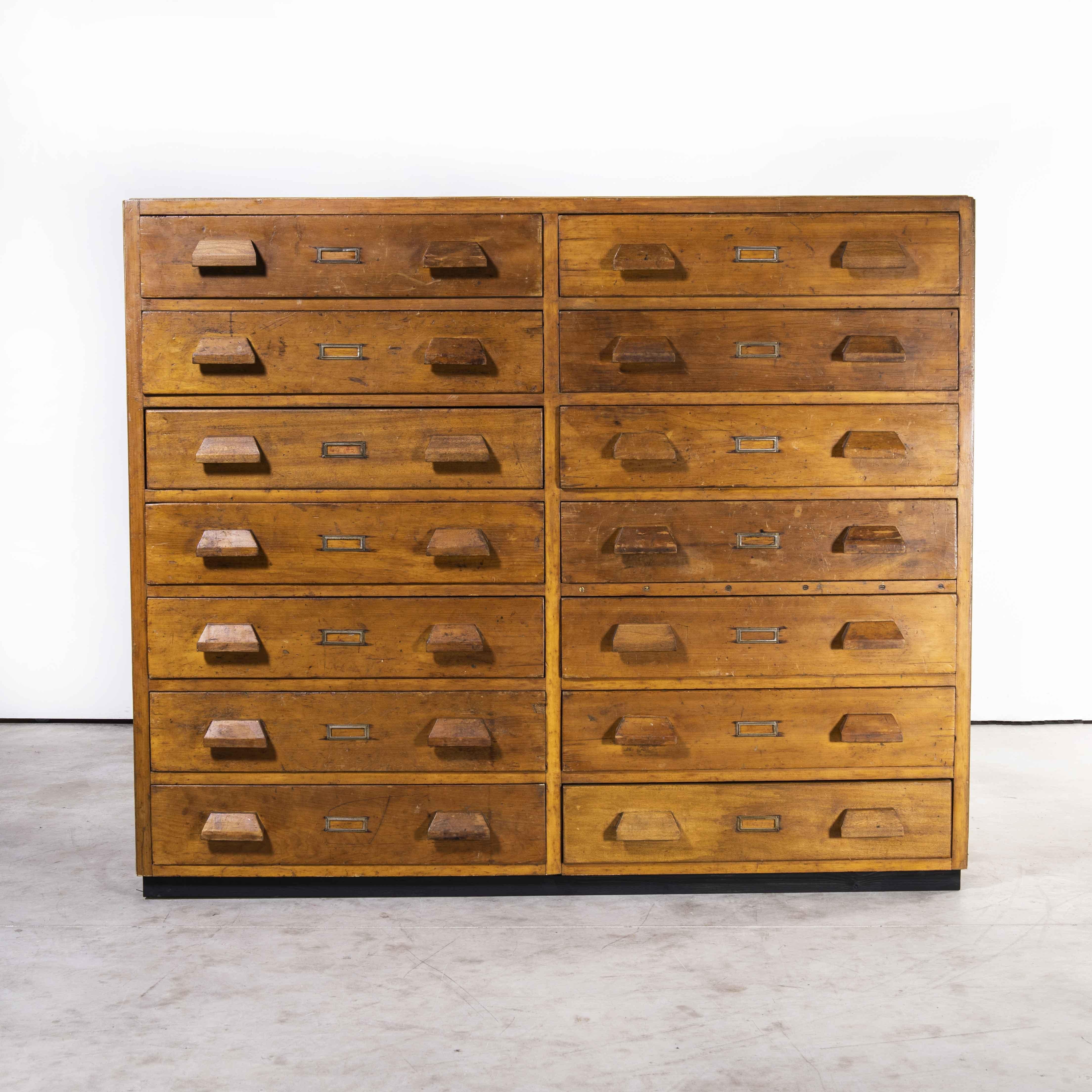 1950’s Very Large Collectors Chest Of Drawers – Fourteen Drawers

1950’s Very Large Collectors Chest Of Drawers – Fourteen Drawers. Sourced in Belgium this is a very large bank of drawers, original throughout with original handles and name card