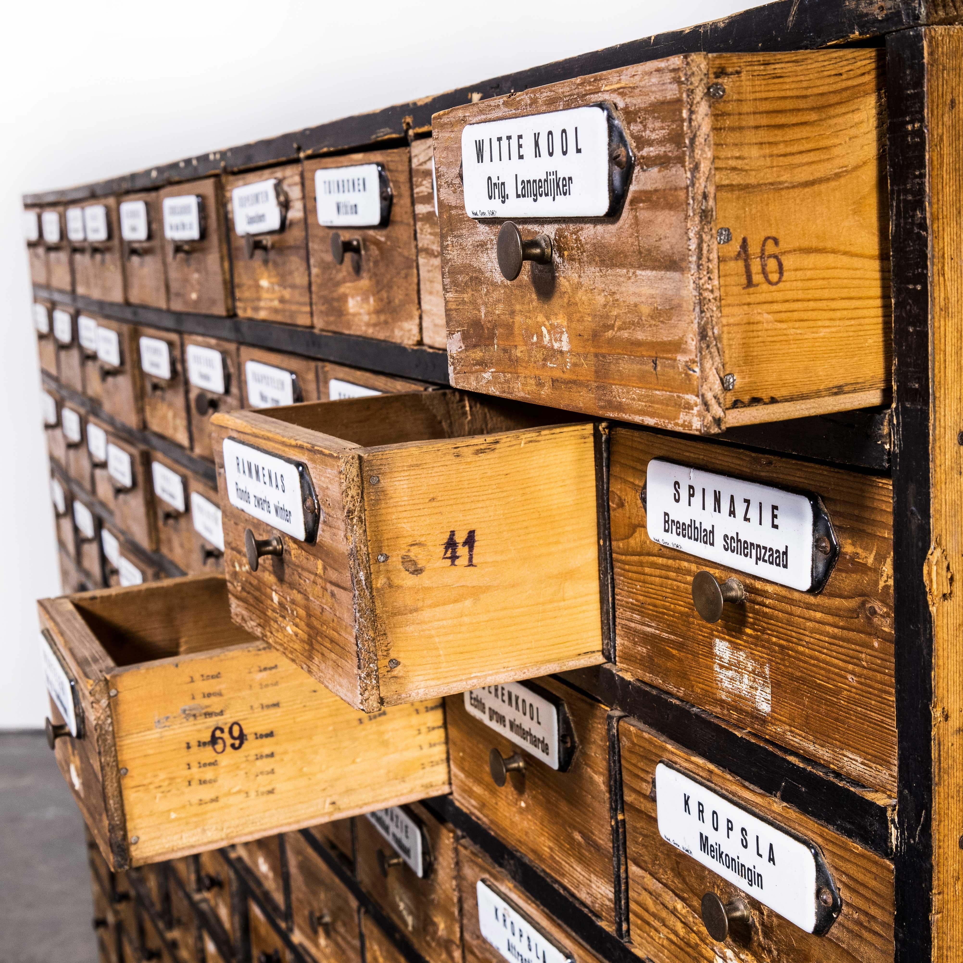 Mid-20th Century 1950's Very Large Dutch Seed Bank Of Drawers, One Hundred Drawers '1673' For Sale