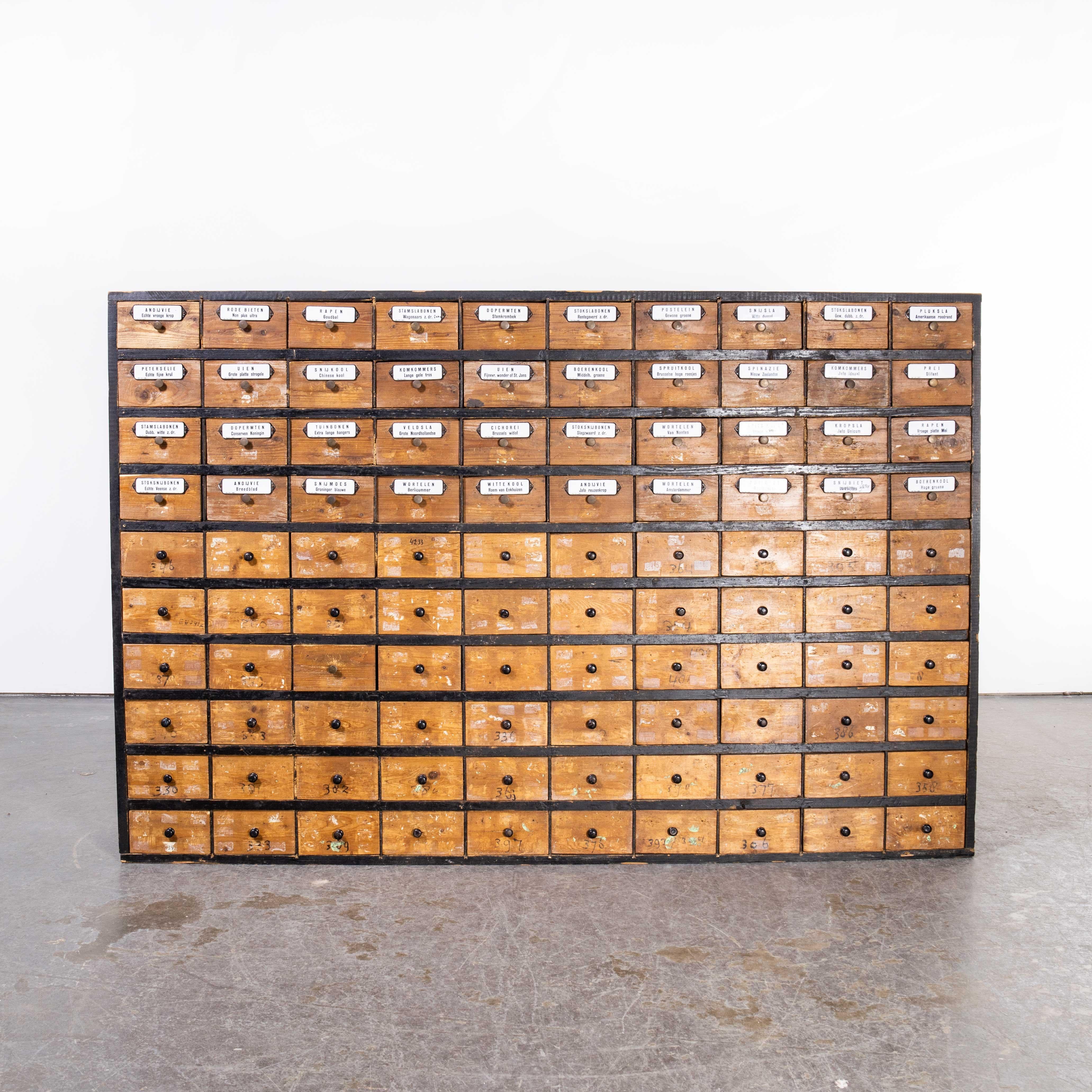 1950's Very Large Dutch Seed Cabinet, One Hundred Drawers '1672' For Sale 5