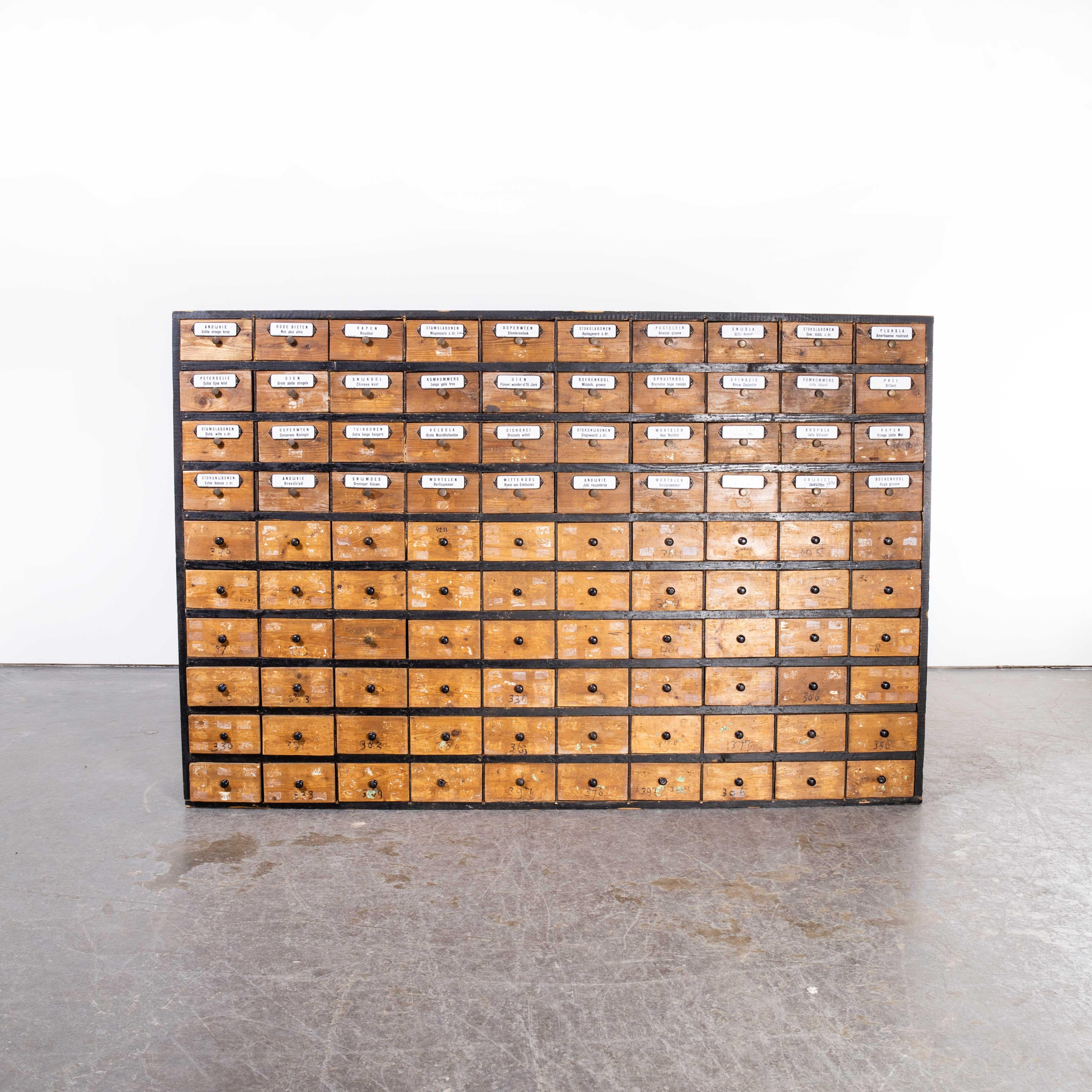 1950's Very Large Dutch Seed Cabinet, One Hundred Drawers '1672' For Sale 6