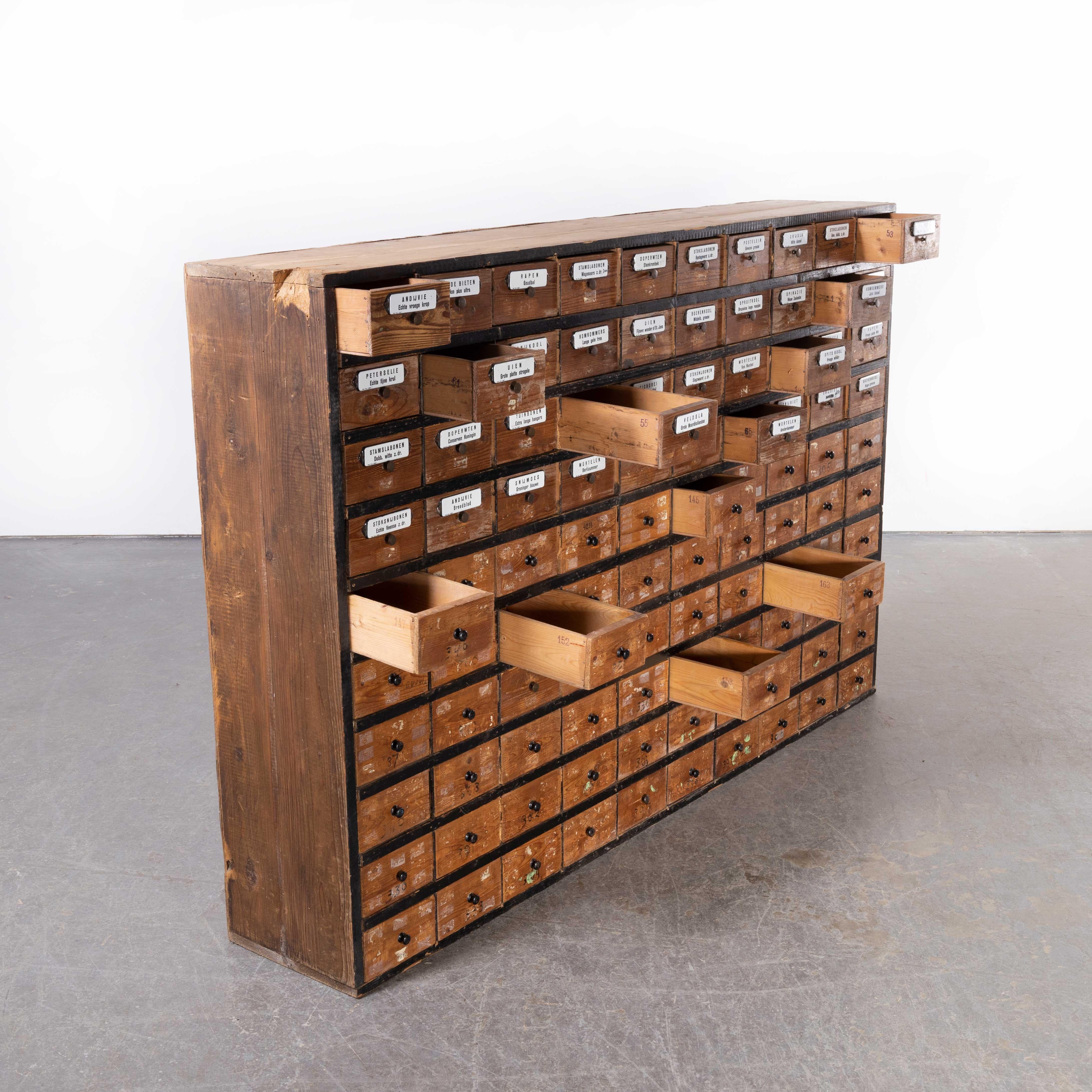 1950's Very Large Dutch Seed Cabinet, One Hundred Drawers '1672' In Good Condition For Sale In Hook, Hampshire