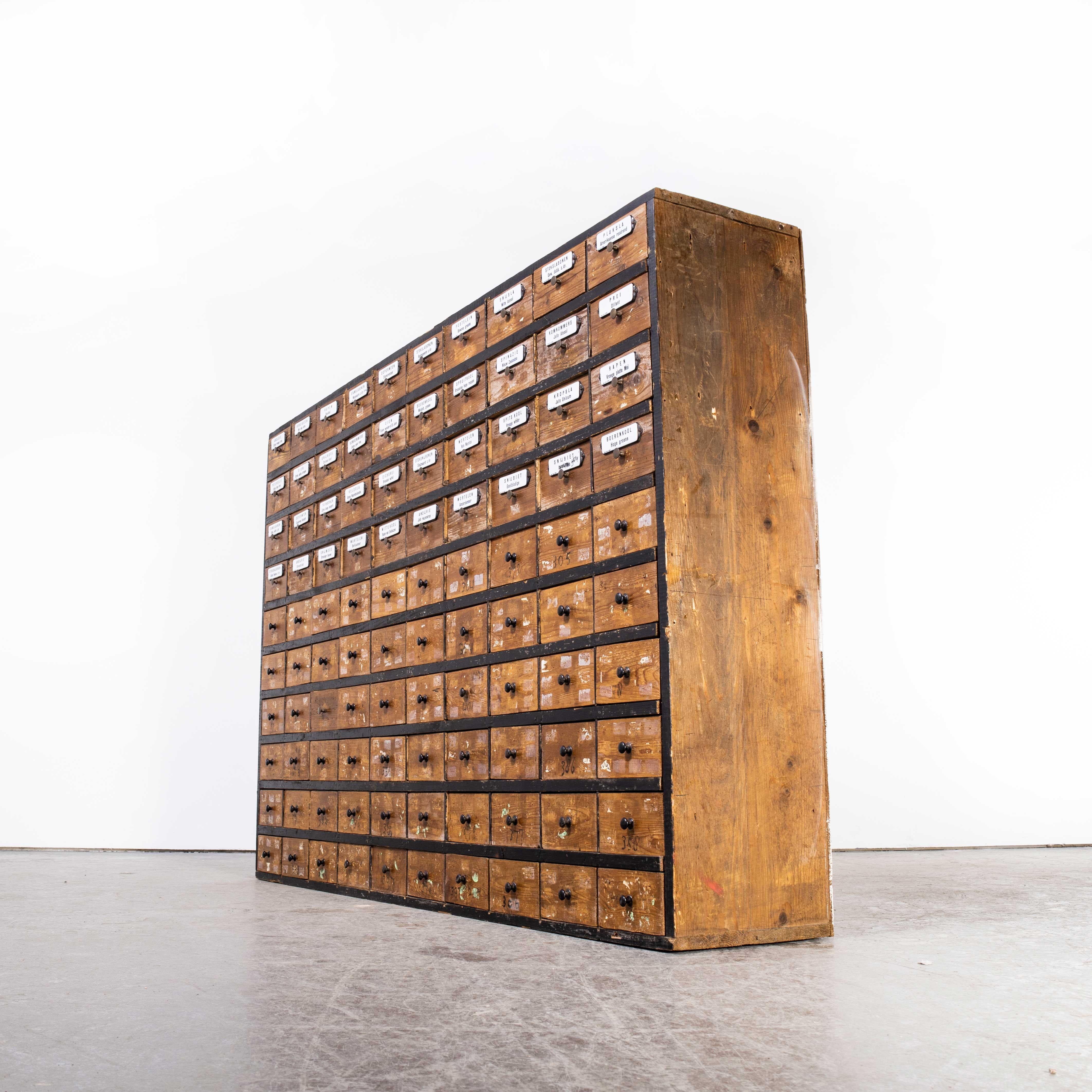 Mid-20th Century 1950's Very Large Dutch Seed Cabinet, One Hundred Drawers '1672' For Sale