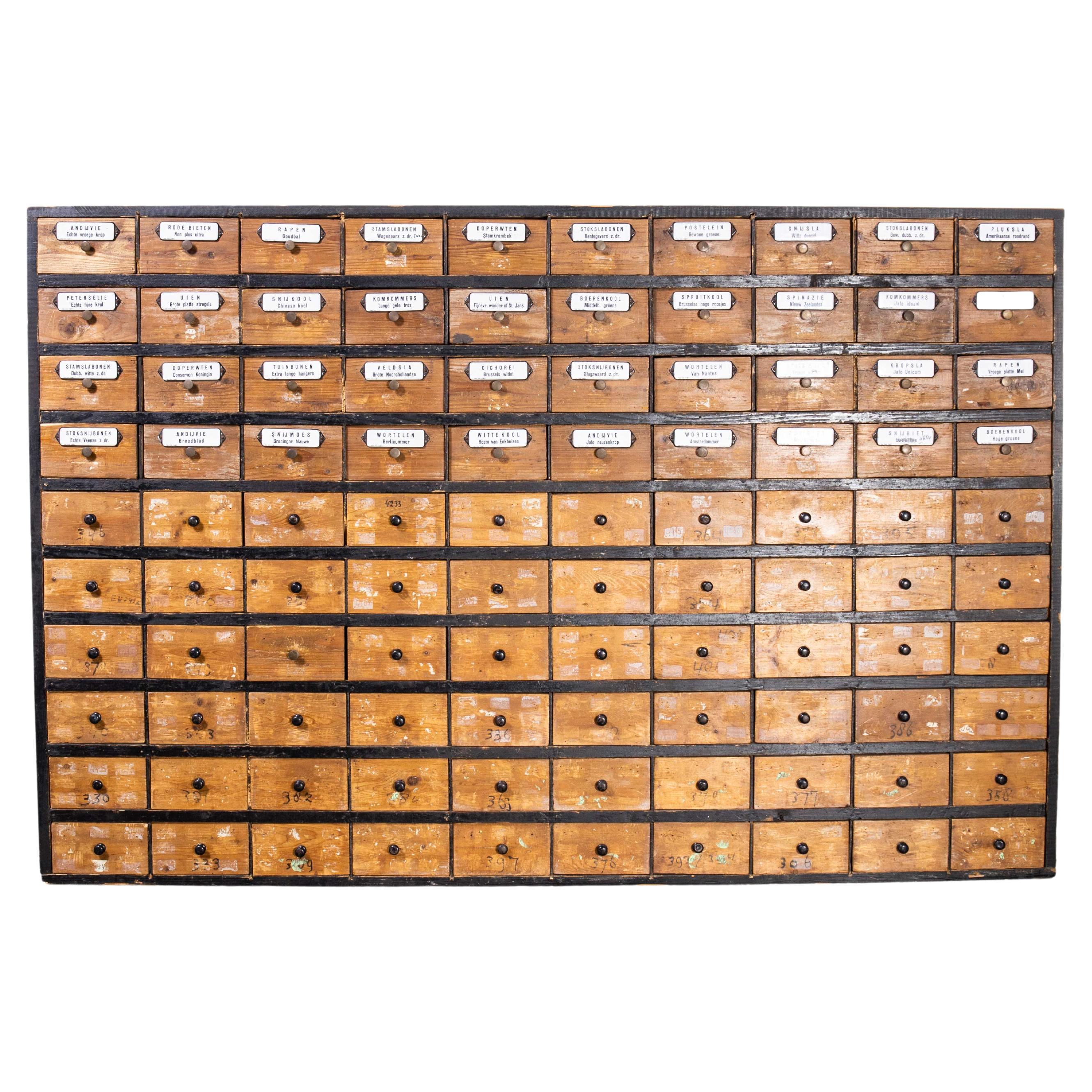 1950's Very Large Dutch Seed Cabinet, One Hundred Drawers '1672' For Sale