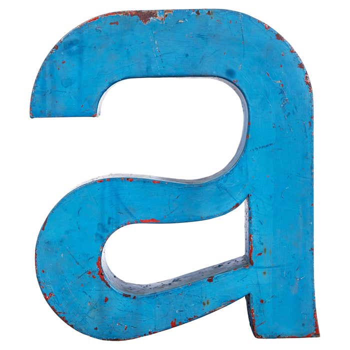 Used Sign Letters 1950's Very Large Heavy Industrial Sign Letter - Blue A For Sale at 1stDibs