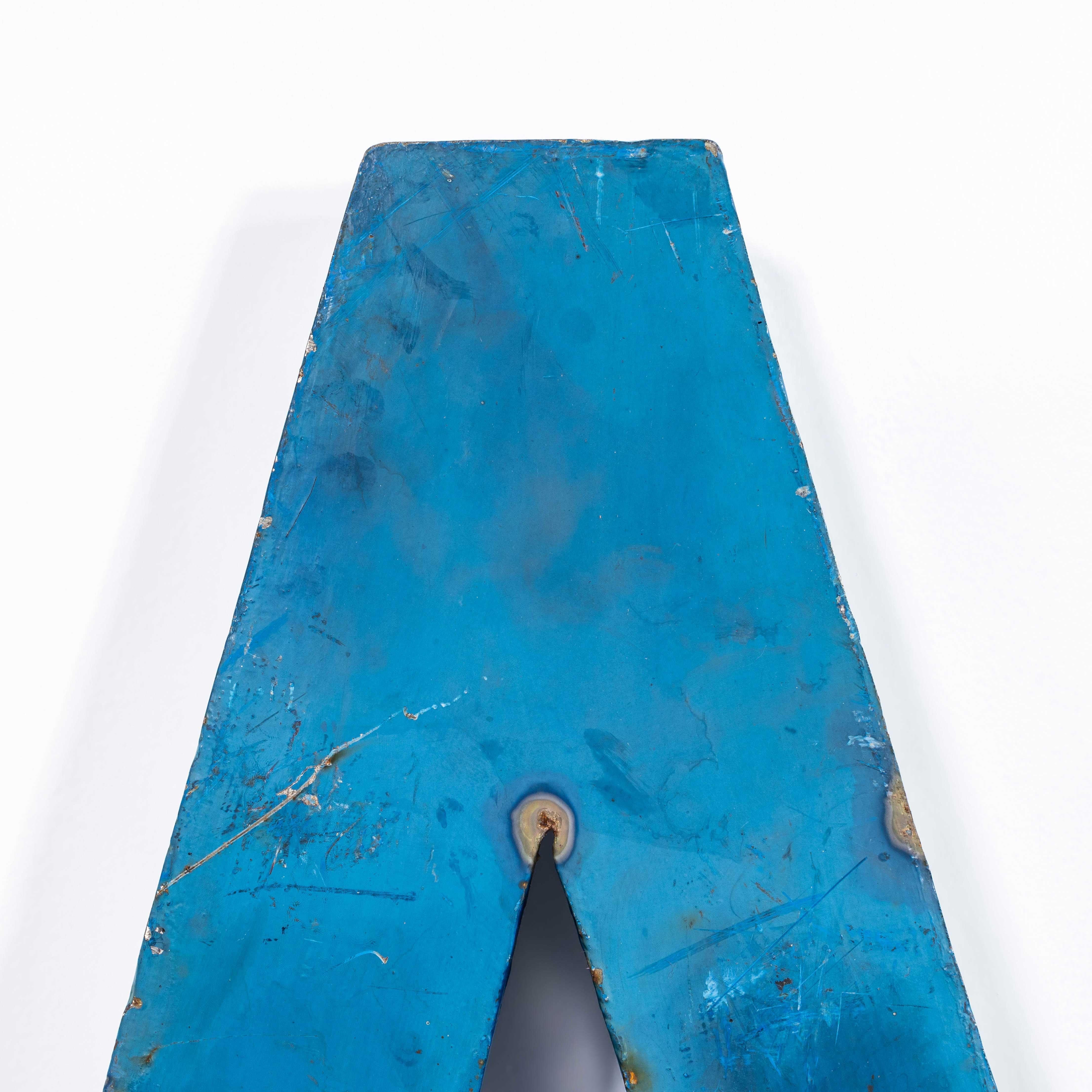 Mid-20th Century 1950's Very Large Heavy Industrial Sign Letter - Blue M For Sale