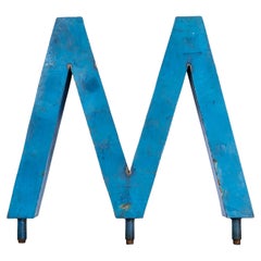 1950's Very Large Heavy Industrial Sign Letter - Blue M