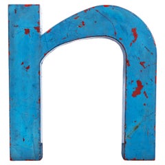 1950's Very Large Heavy Industrial Sign Letter - Blue N
