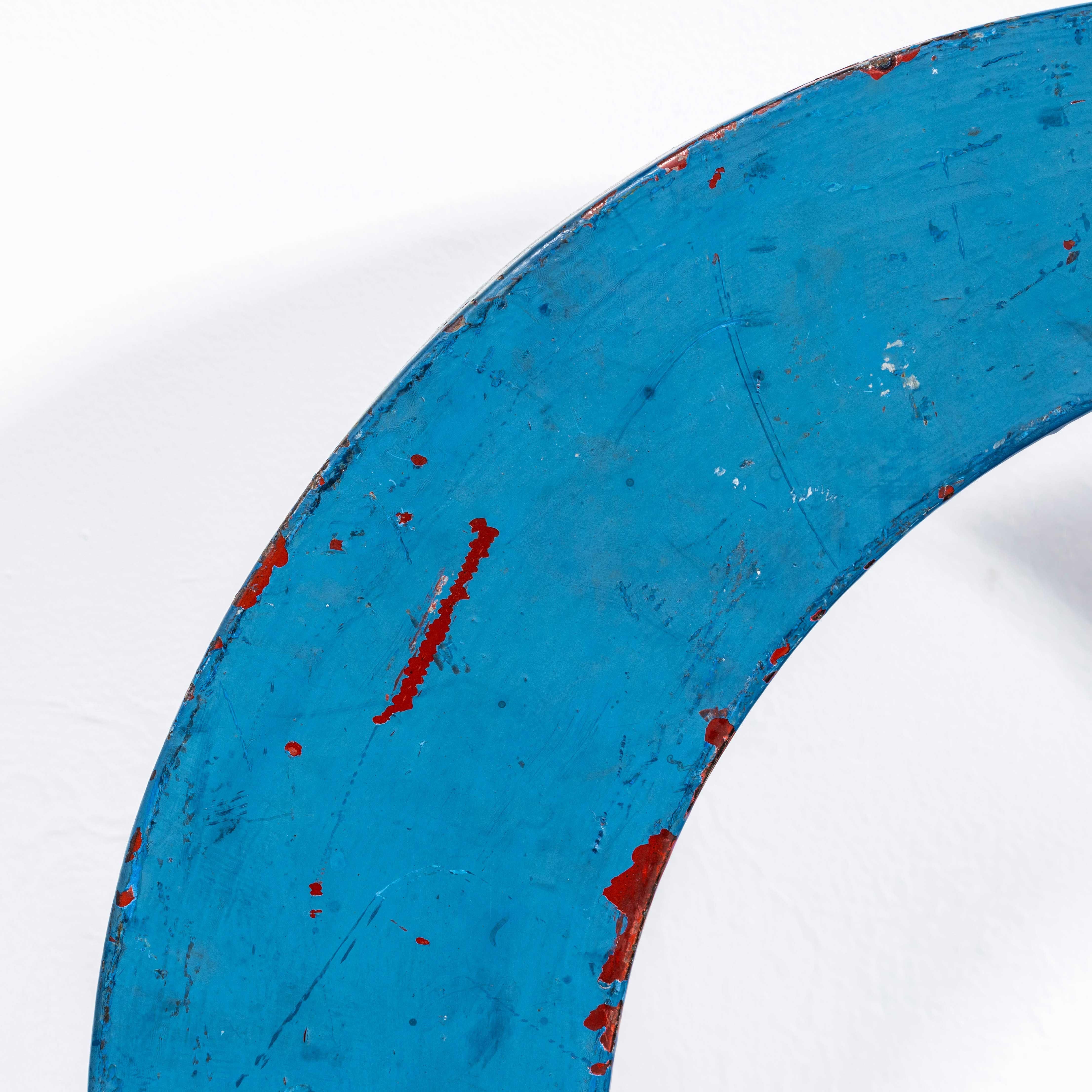 Mid-20th Century 1950's Very Large Heavy Industrial Sign Letter - Blue O For Sale