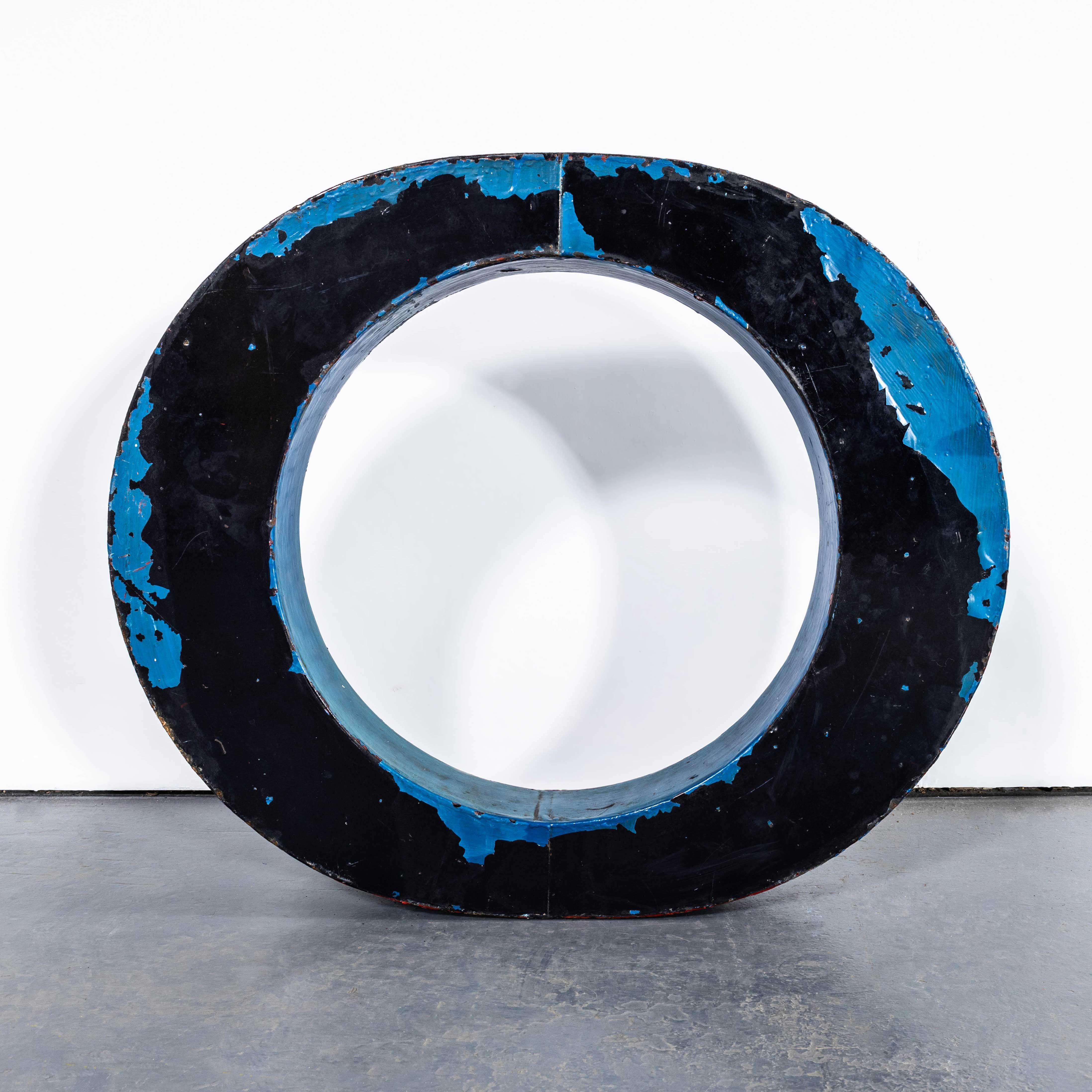 Sheet Metal 1950's Very Large Heavy Industrial Sign Letter - Blue O For Sale