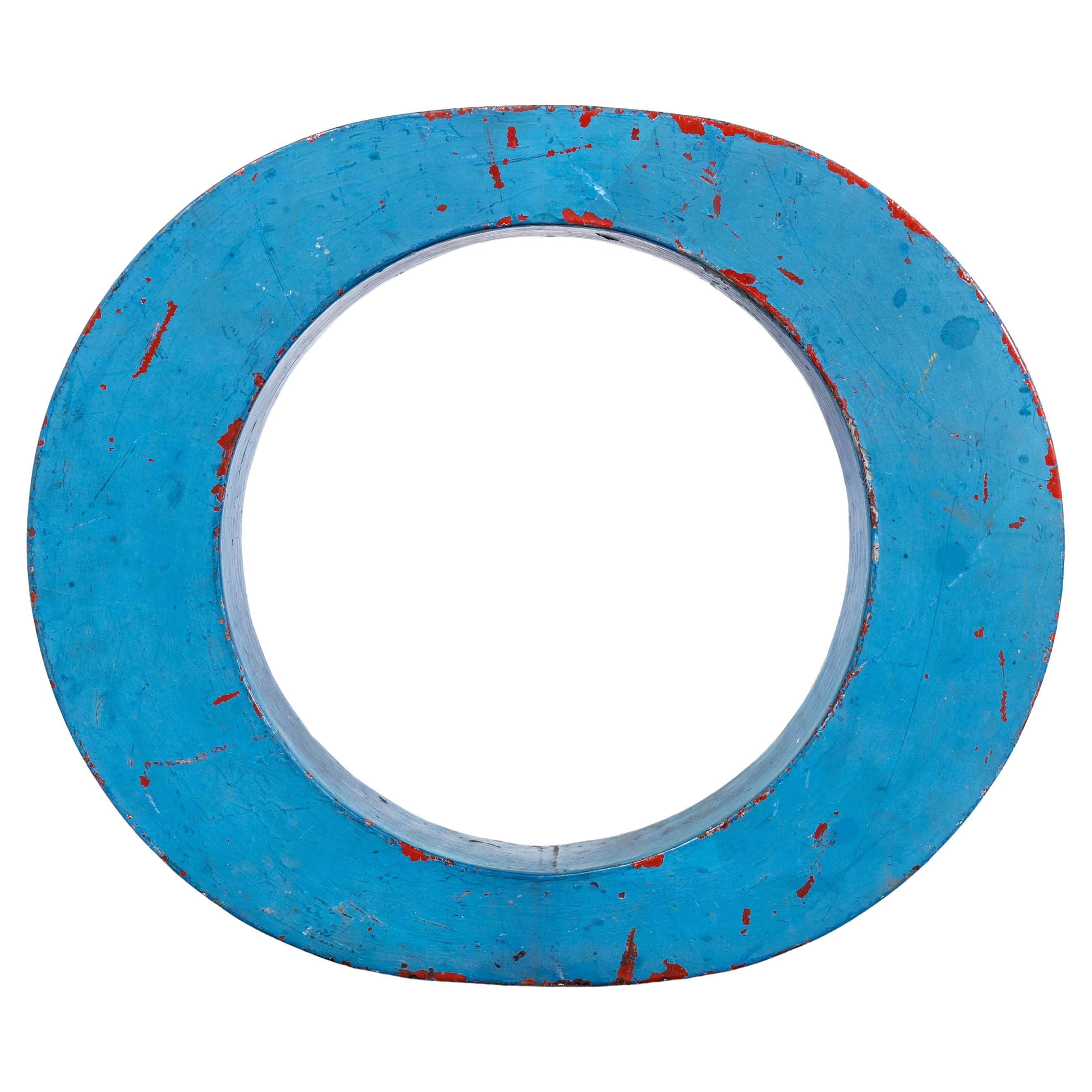 1950's Very Large Heavy Industrial Sign Letter - Blue O For Sale
