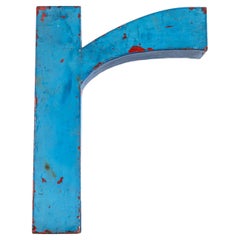1950's Very Large Heavy Industrial Sign Letter - Blue R