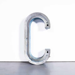 1950's Very Large Original Sign Letter C - One Meter High