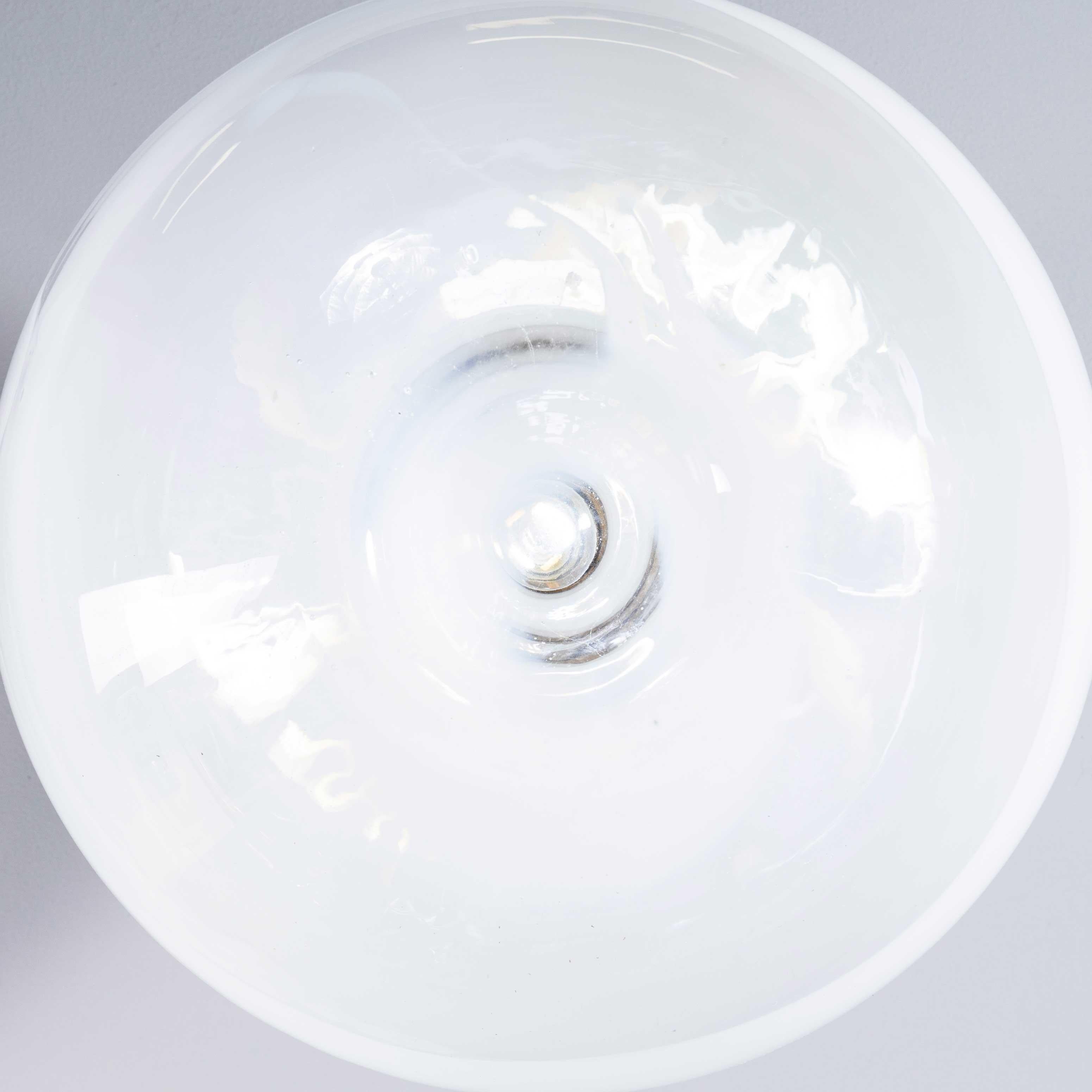 1950's Very Large White Mottled Goto Glass Orb Ceiling Lamp For Sale 7