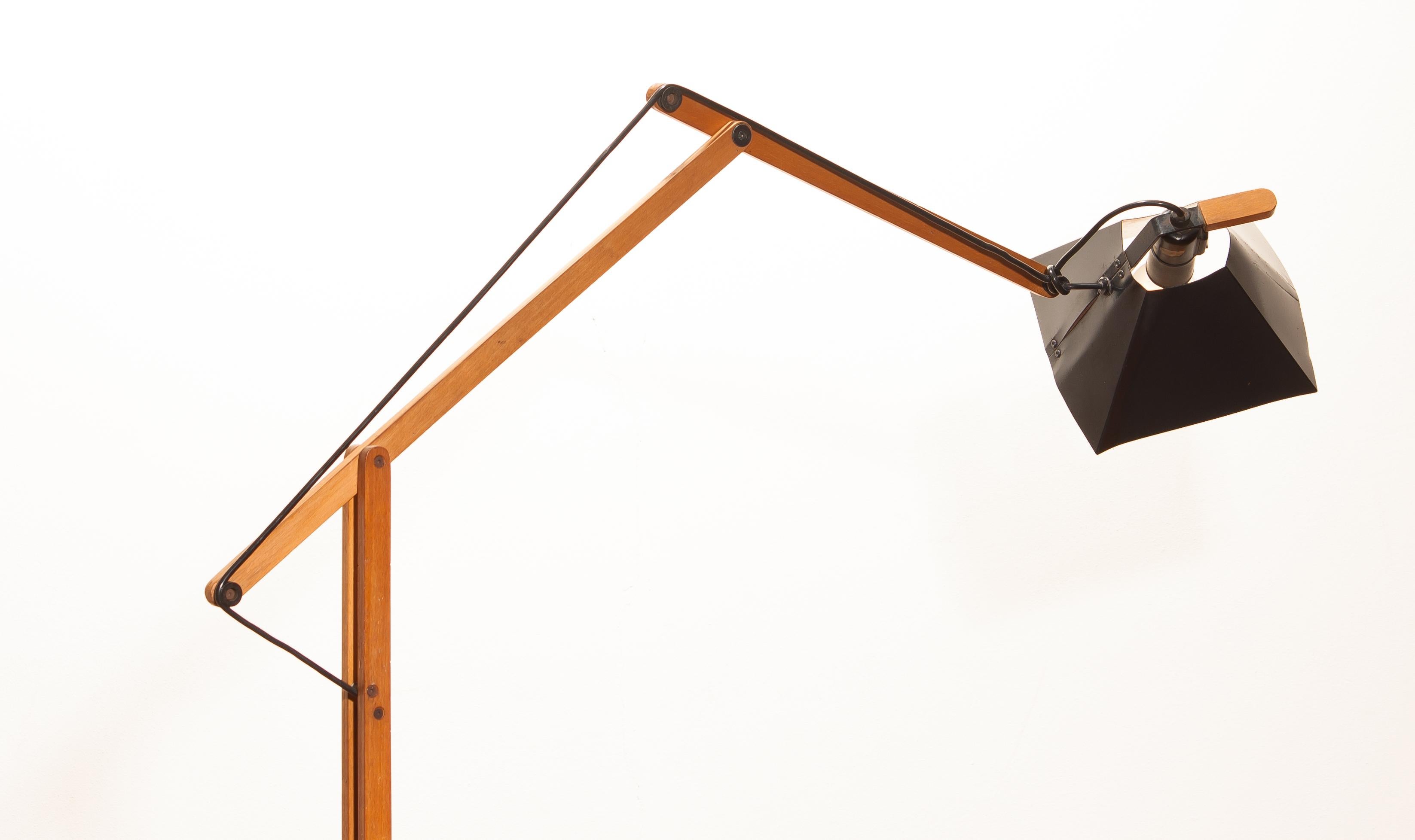 1950s, Very Rare Teak and Metal Floor Lamp by Luxus 5