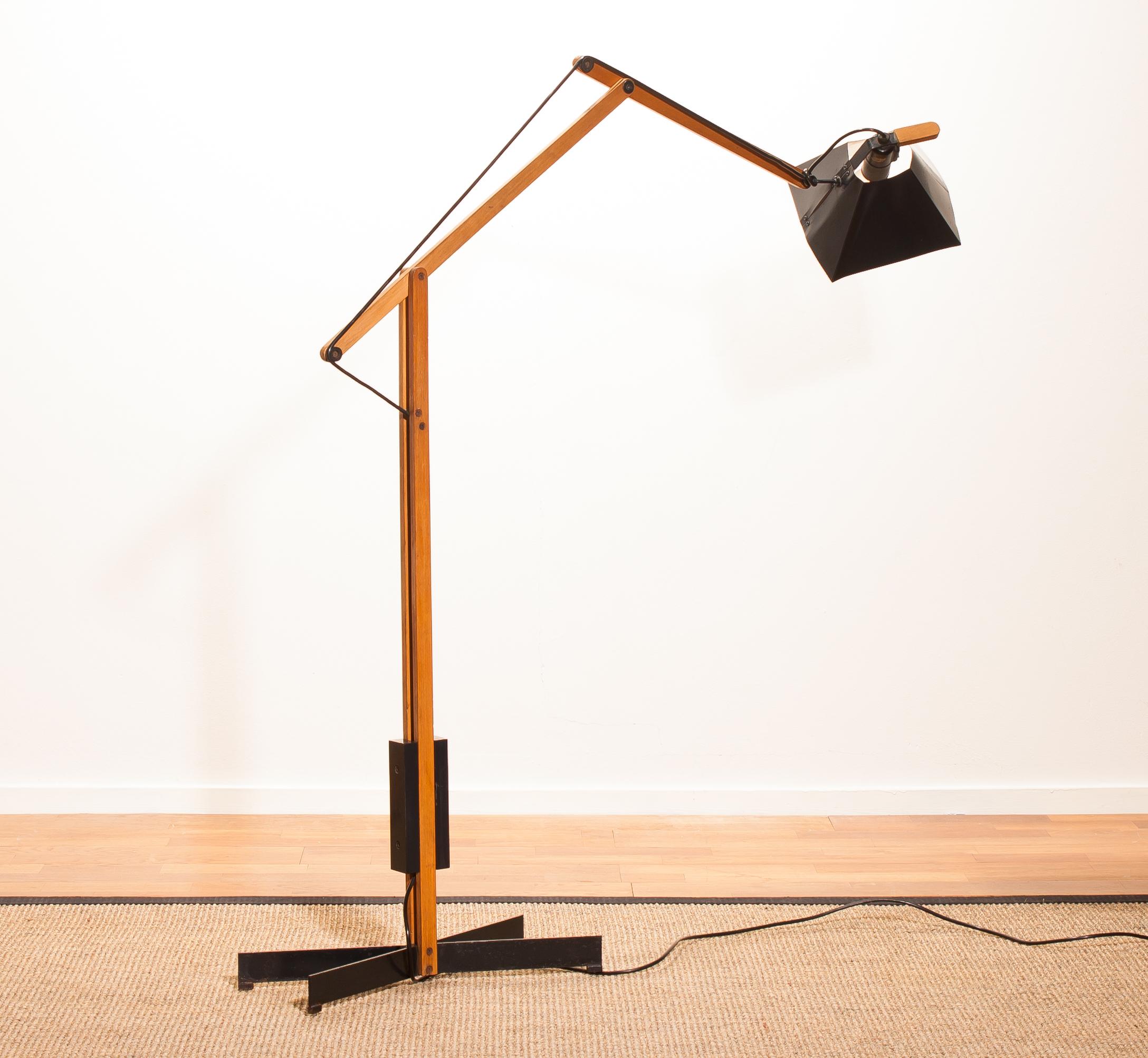 1950s Very Rare Teak and Metal Floor Lamp by Luxus 5