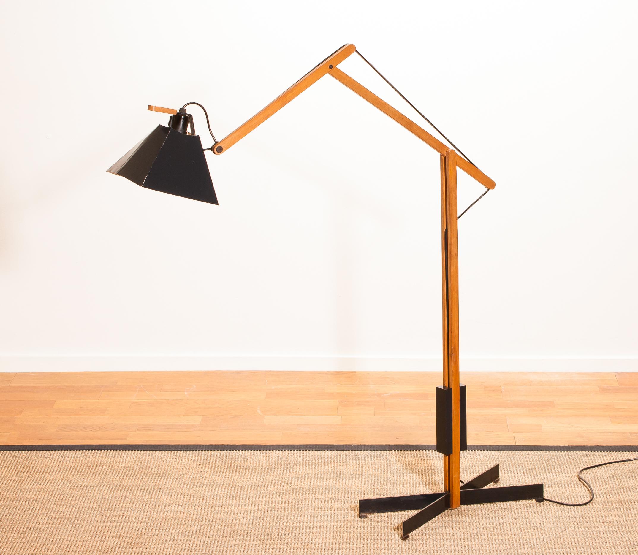 1950s, Very Rare Teak and Metal Floor Lamp by Luxus In Excellent Condition In Silvolde, Gelderland