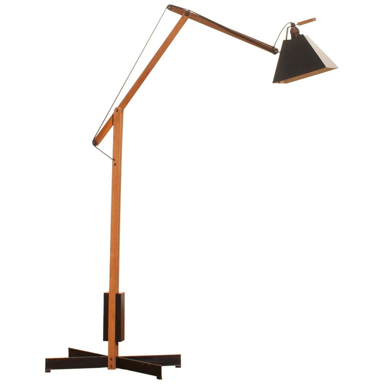 1950s Very Rare Teak And Metal Floor Lamp By Luxus For At Very Rare Teak And Metal Floor Lamp