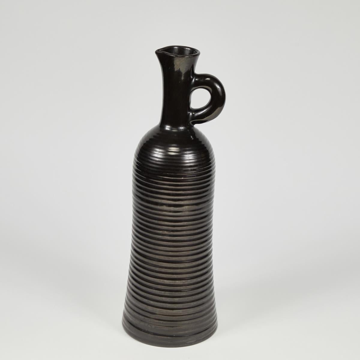 English Mid Century Modern Black Ceramic Vessel from England 